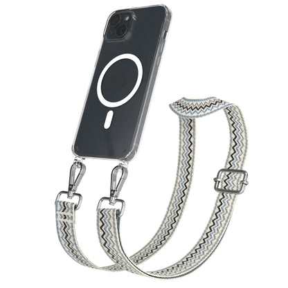 iPhone 15 Plus MagSafe Handykette mit verstellbarem Boho Band Set 