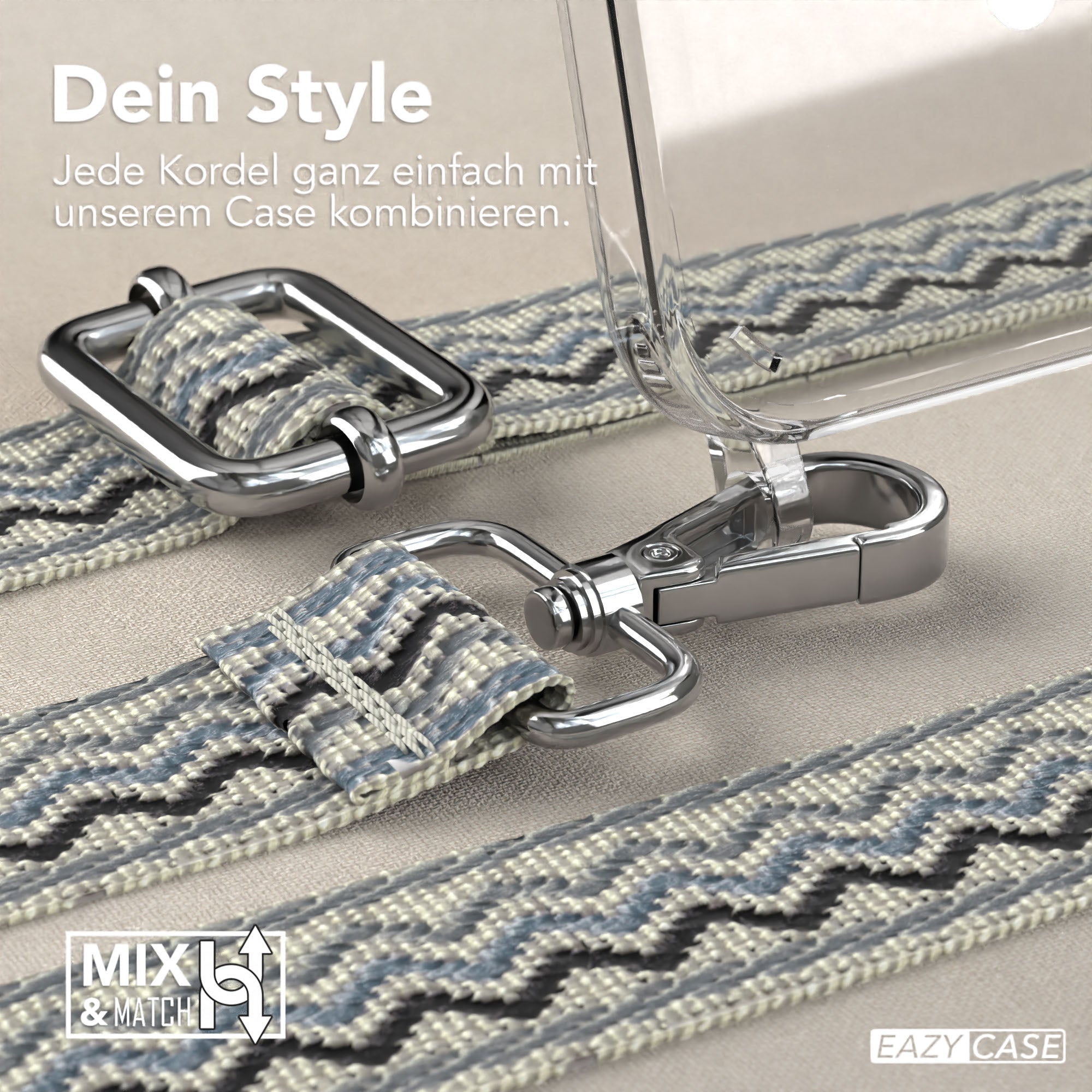 iPhone 15 Plus MagSafe Handykette mit verstellbarem Boho Band Set 