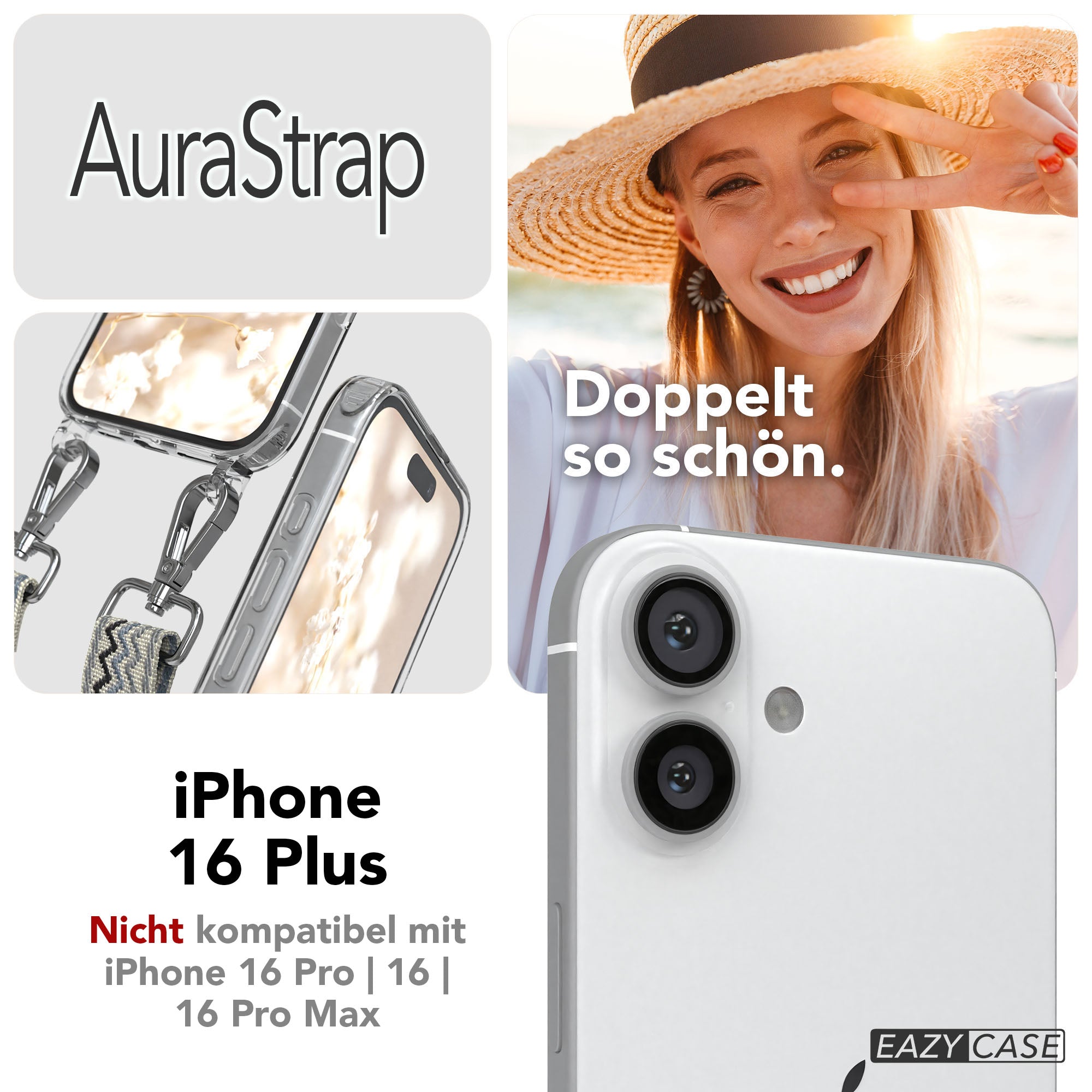 iPhone 16 Plus MagSafe Handykette mit Boho Band Set EAZY CASE 