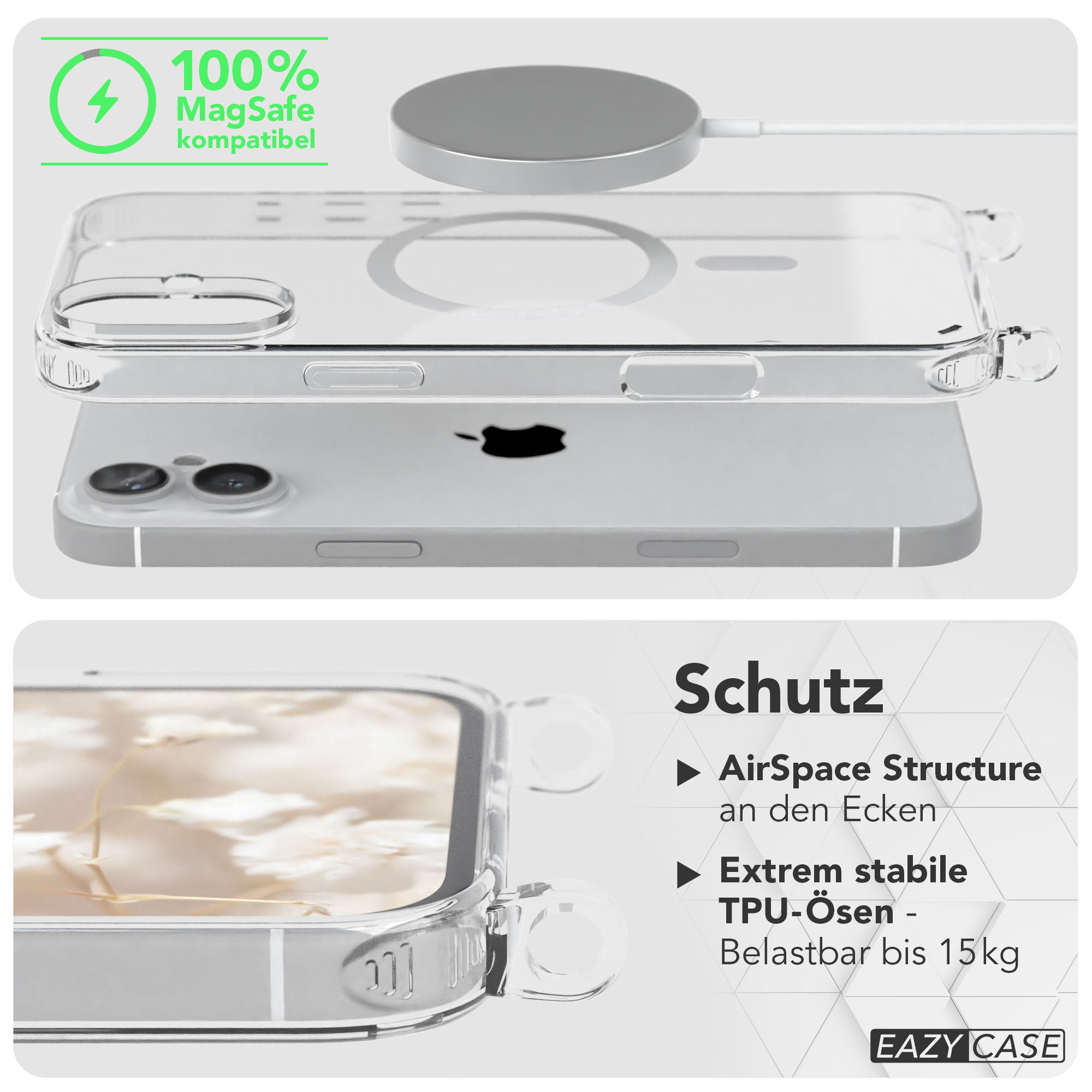 iPhone 16 Plus MagSafe Handykette mit Boho Band Set EAZY CASE 