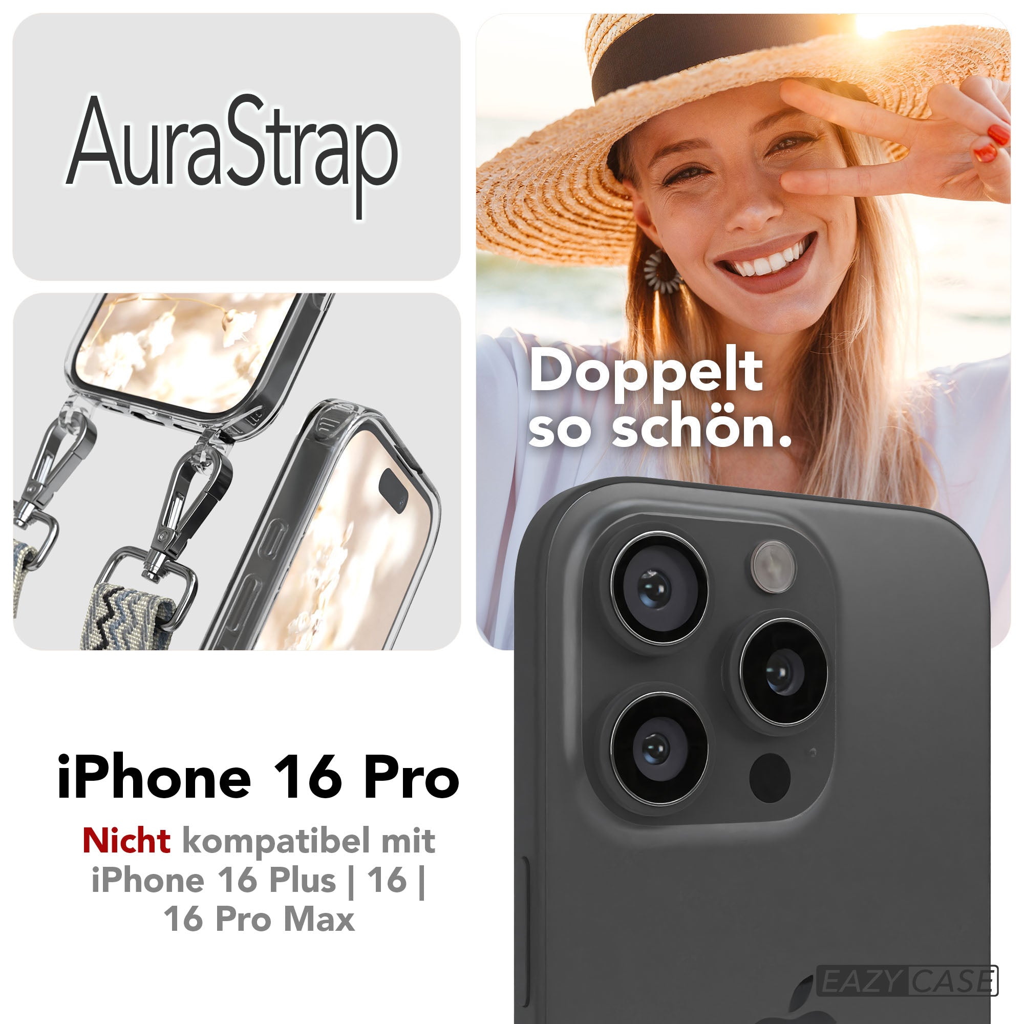 iPhone 16 Pro MagSafe Handykette mit Boho Band verstellbar 
