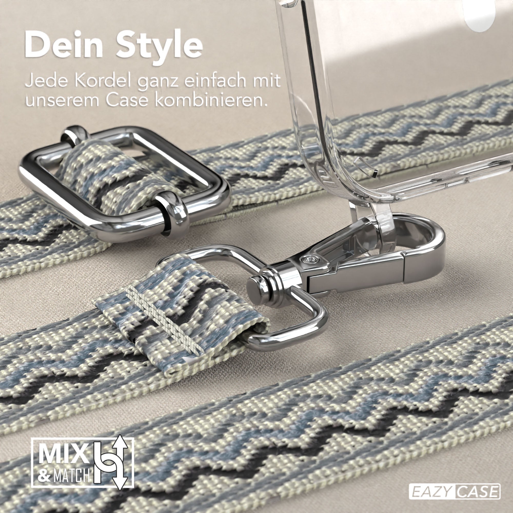 iPhone 16 Pro MagSafe Handykette mit Boho Band verstellbar 
