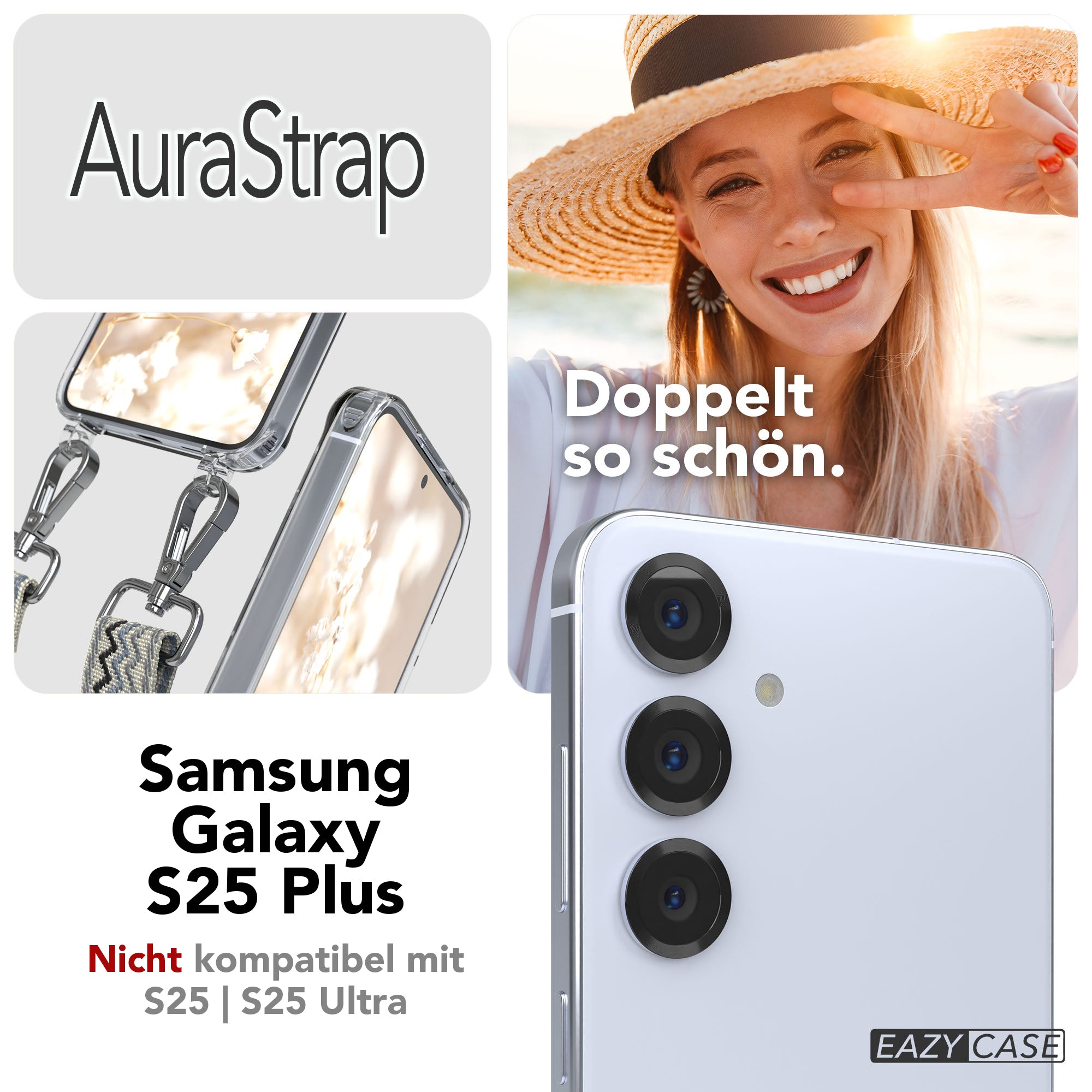 Samsung Galaxy S25 Plus MagSafe Handykette mit verstellbarem Boho Band Set 