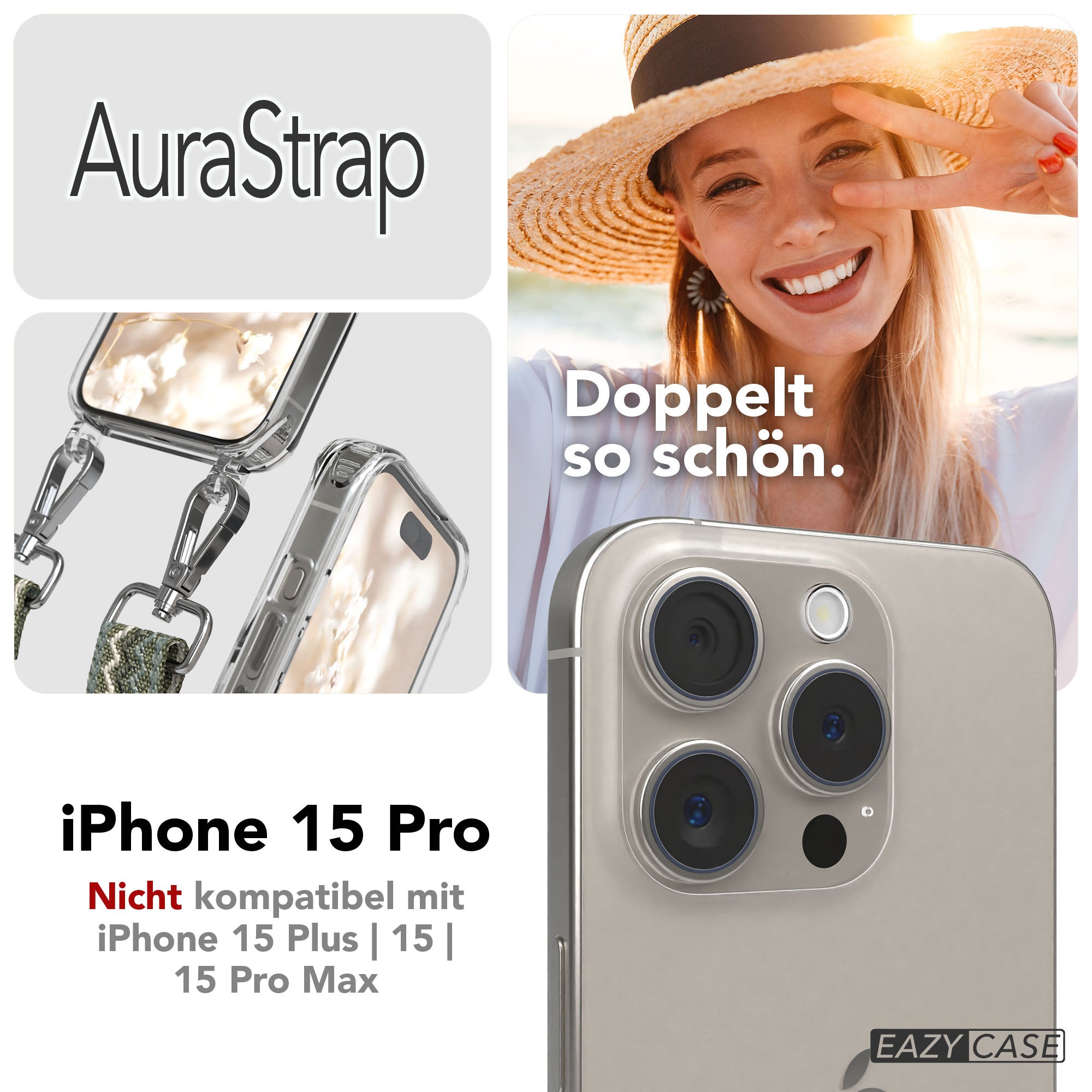 Apple iPhone 15 Pro Handykette MagSafe mit Boho Band EAZY CASE Neck Strap 