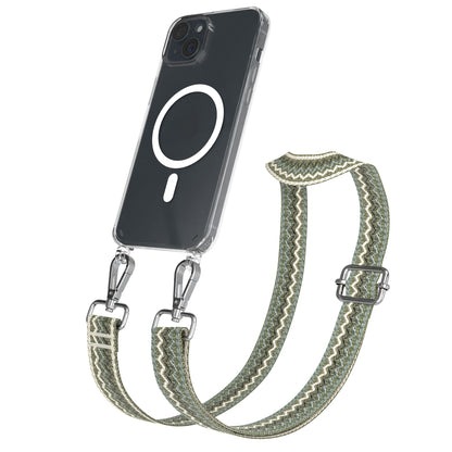 iPhone 15 Plus MagSafe Handykette mit verstellbarem Boho Band Set 