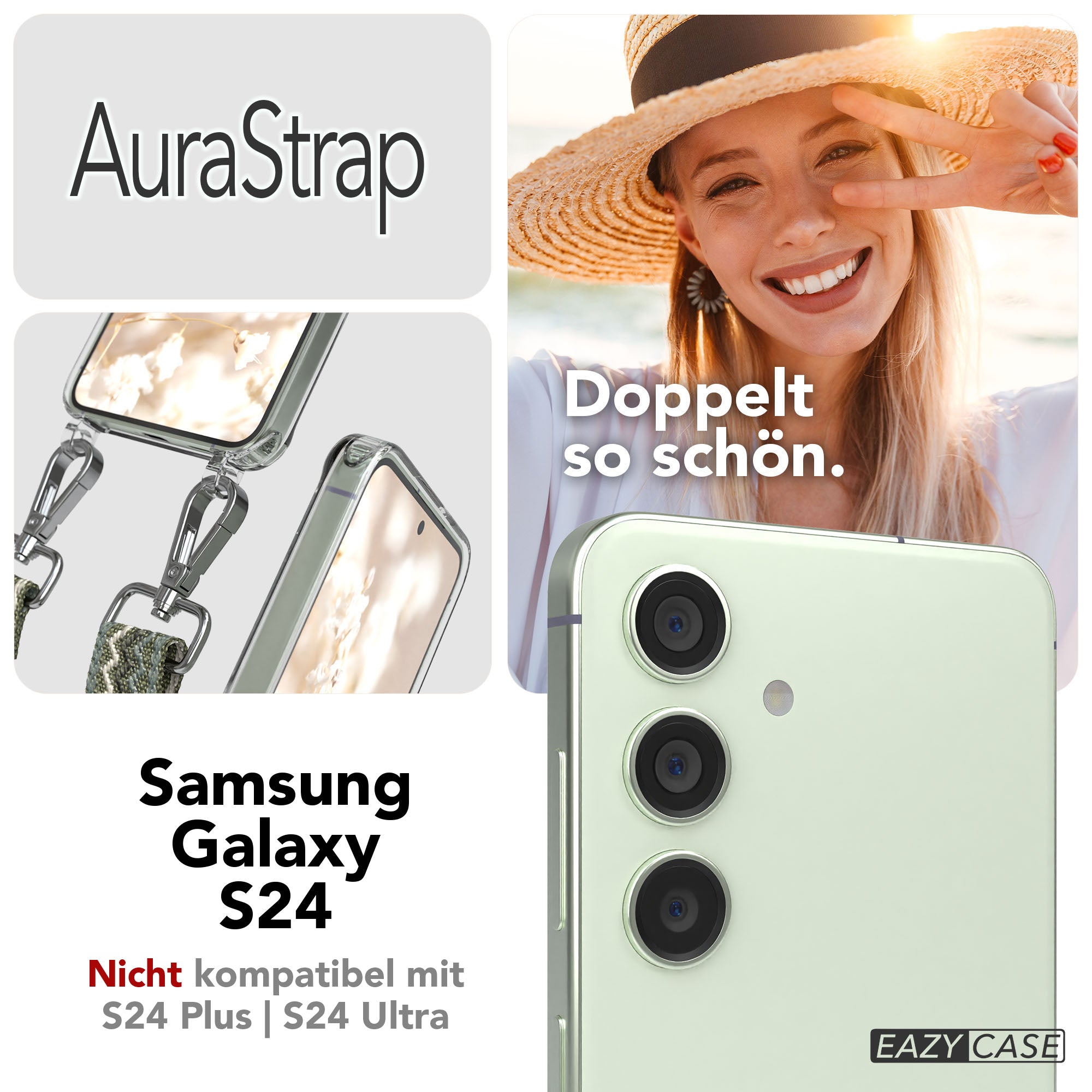 Samsung Galaxy S24 Handykette MagSafe mit verstellbarem Boho Band Set 