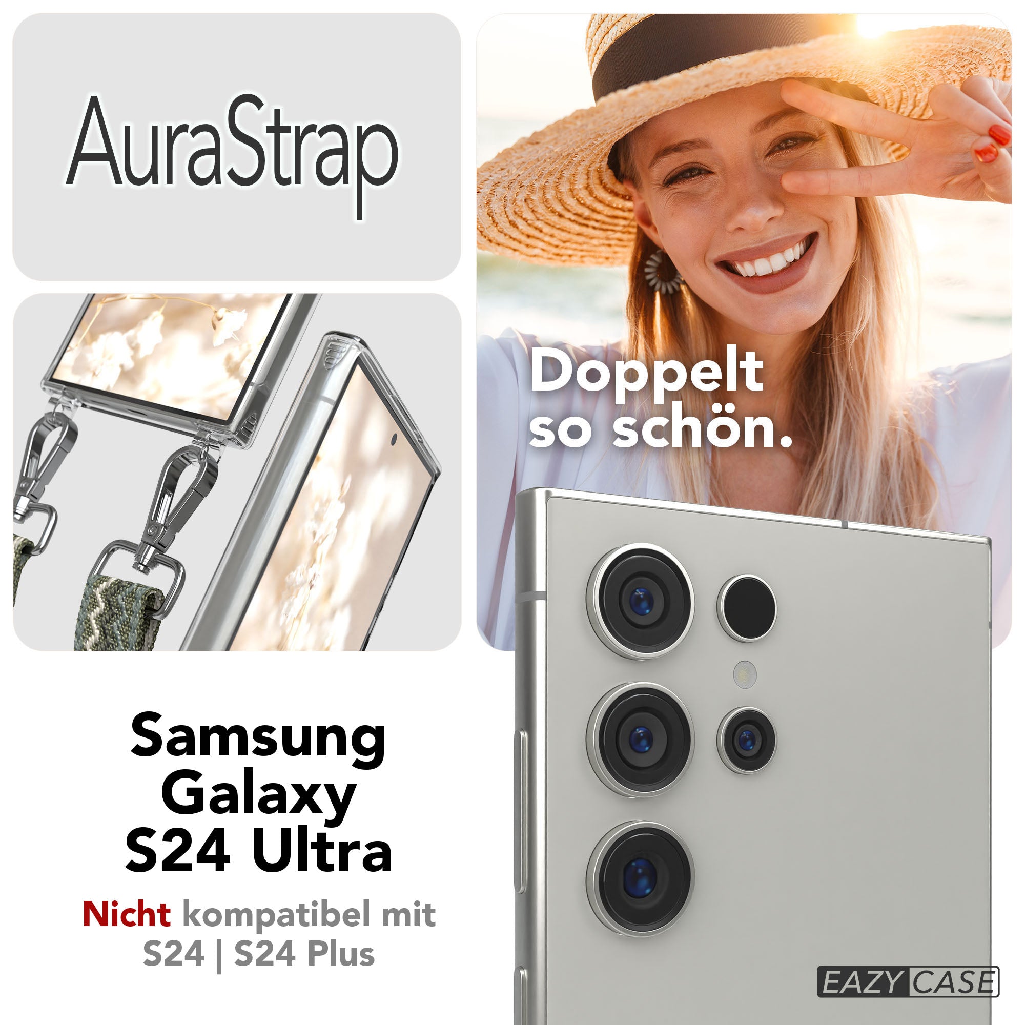 Samsung Galaxy S24 Ultra Handykette mit MagSafe Halterung und Boho Band 