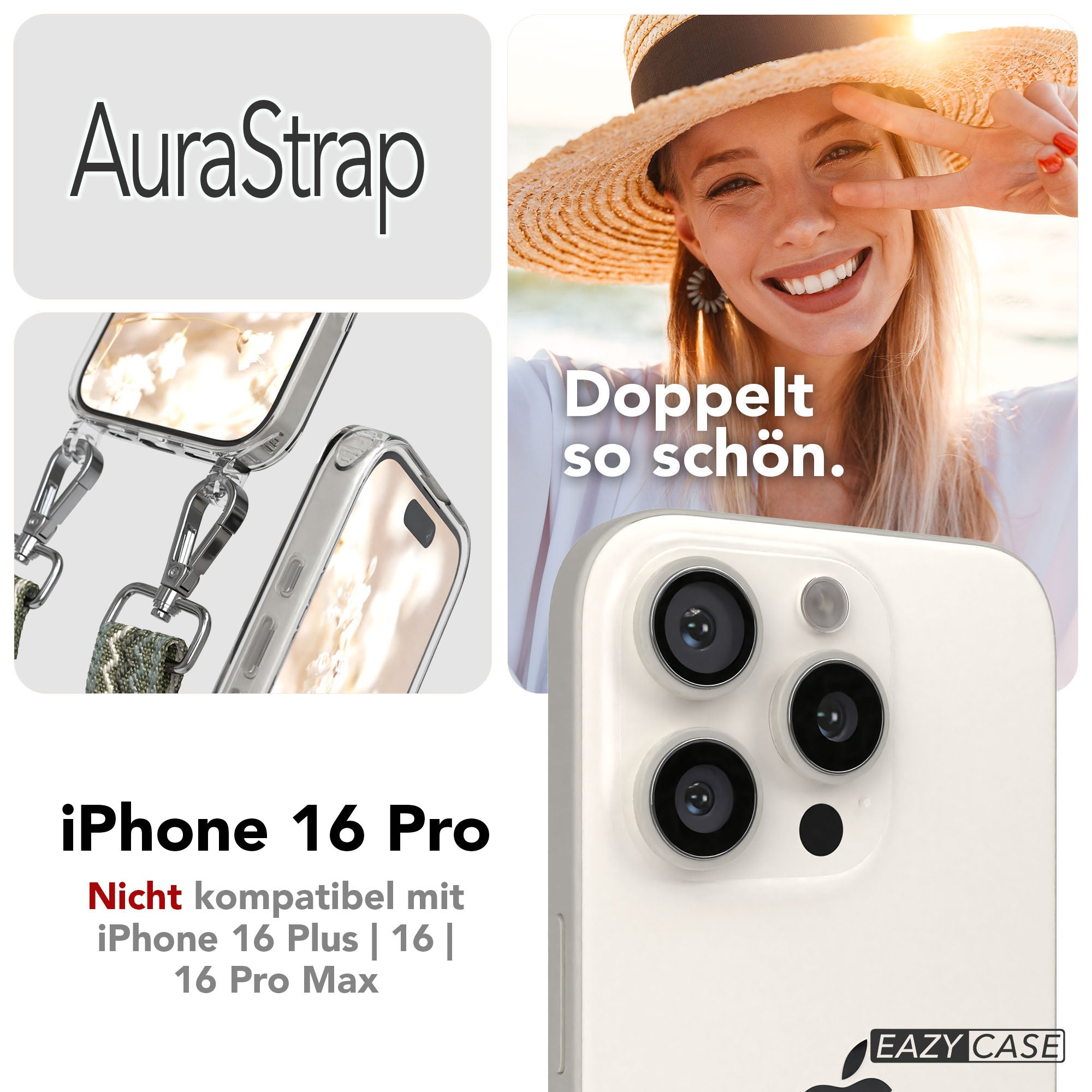 iPhone 16 Pro MagSafe Handykette mit Boho Band verstellbar 