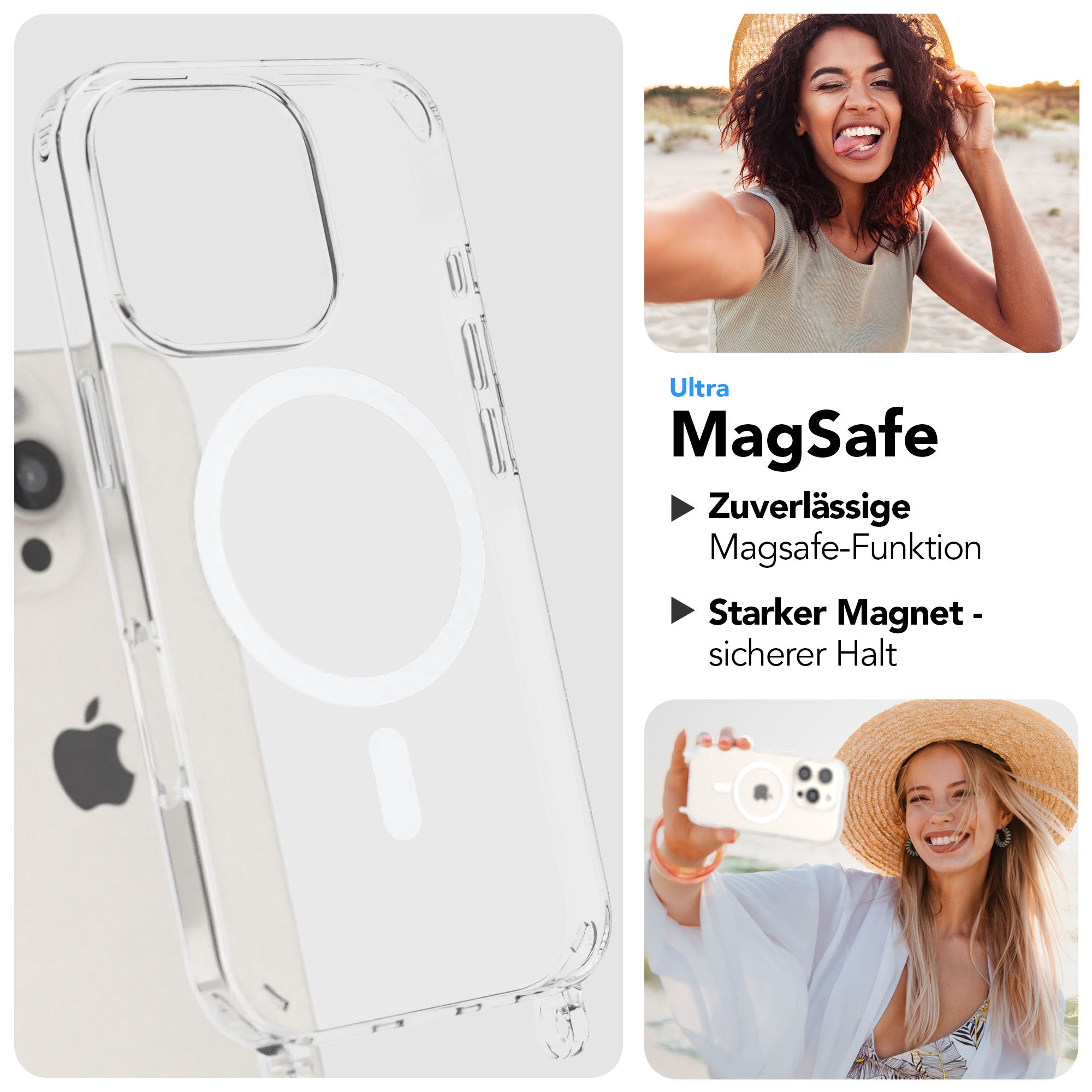 iPhone 16 Pro MagSafe Handykette mit Boho Band verstellbar 