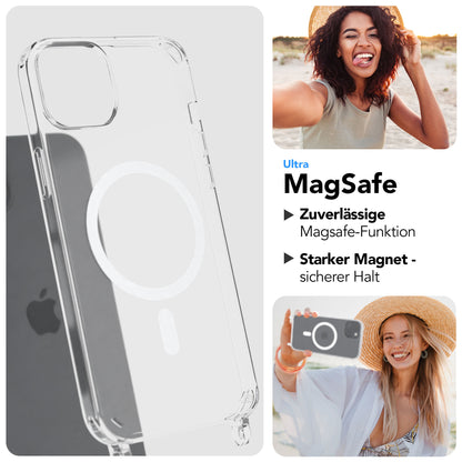 iPhone 15 Plus MagSafe Handykette mit verstellbarem Boho Band Set 