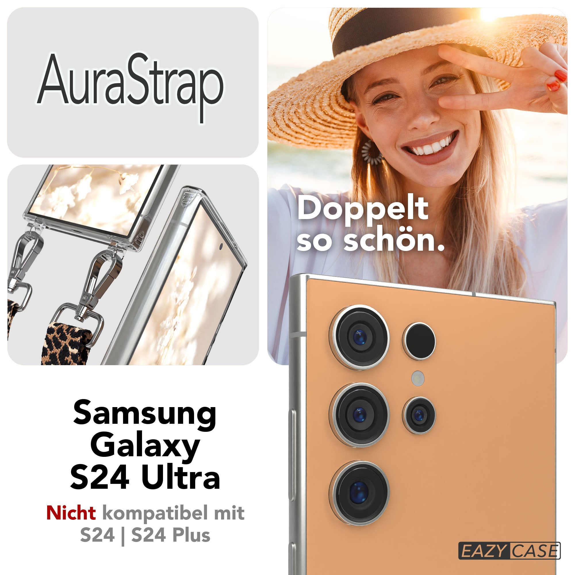 Samsung Galaxy S24 Ultra Handykette mit MagSafe Halterung und Boho Band 