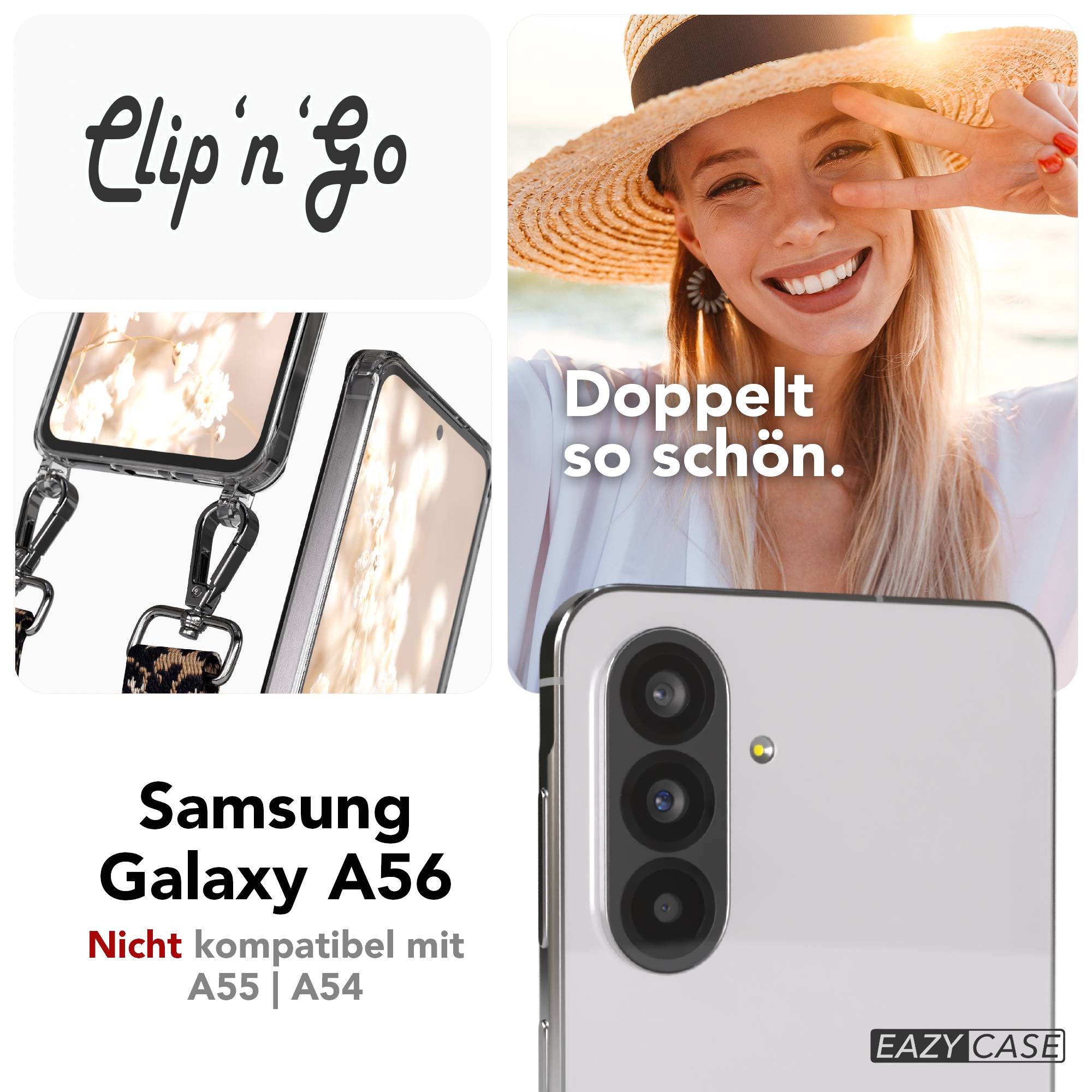 Samsung Galaxy A56 Handykette mit MagSafe Hülle und verstellbarem Boho Trageriemen 