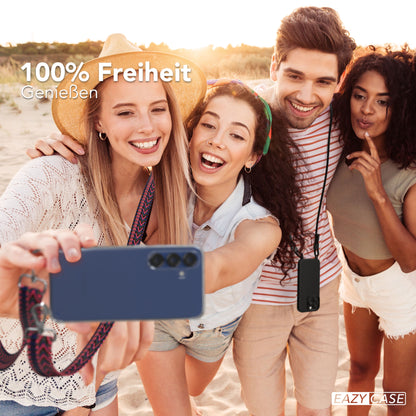 Samsung Galaxy S25 Handykette mit verstellbarem Boho Trageriemen Set 