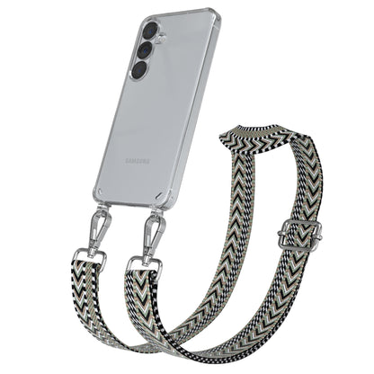 Samsung Galaxy S25 Handykette mit verstellbarem Boho Trageriemen Set 