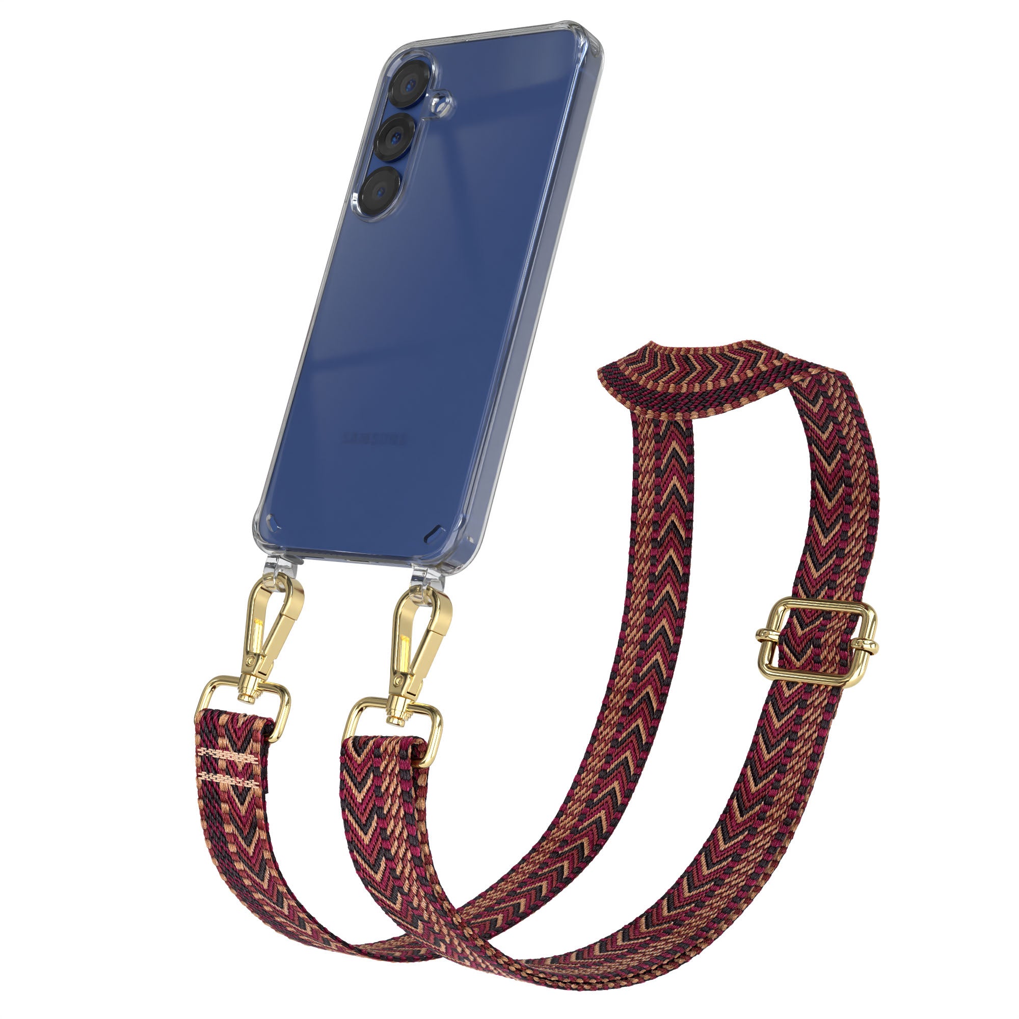 Samsung Galaxy S25 Handykette mit verstellbarem Boho Trageriemen Set 