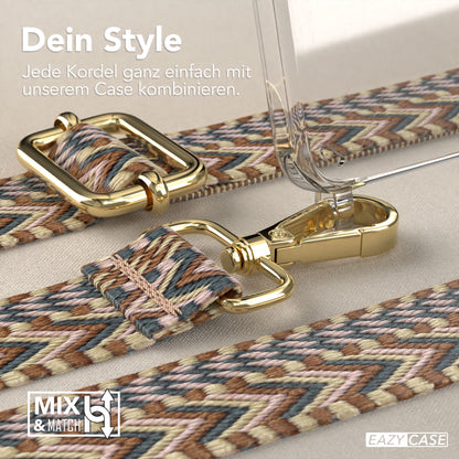Samsung Galaxy S25 Handykette mit verstellbarem Boho Trageriemen Set 