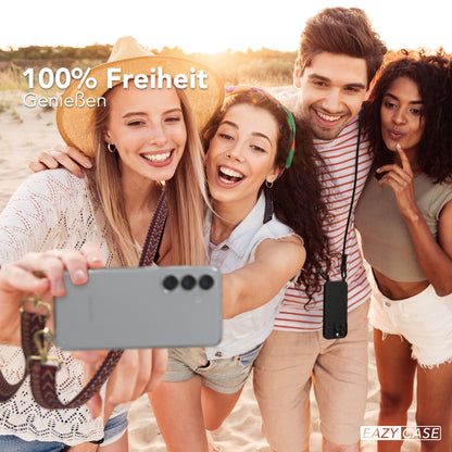 Samsung Galaxy S25 Handykette mit verstellbarem Boho Trageriemen Set 