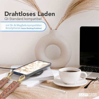 Samsung Galaxy S25 Handykette mit verstellbarem Boho Trageriemen Set 