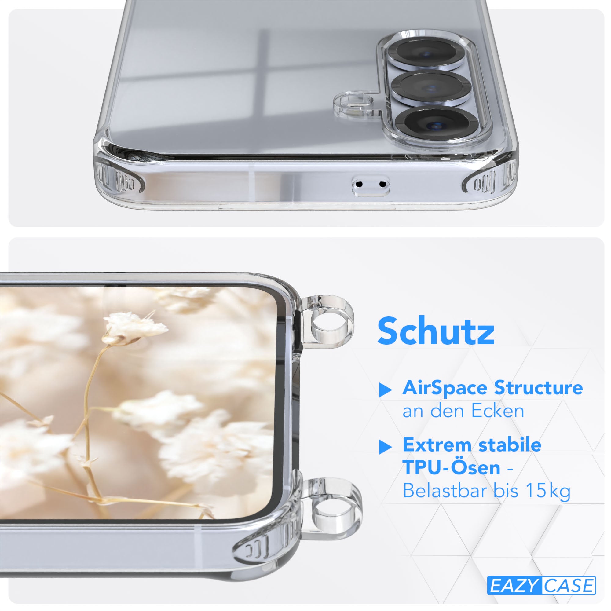 Samsung Galaxy S25 Handykette mit verstellbarem Boho Trageriemen Set 