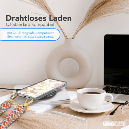 Samsung Galaxy S25 Handykette mit verstellbarem Boho Trageriemen Set 