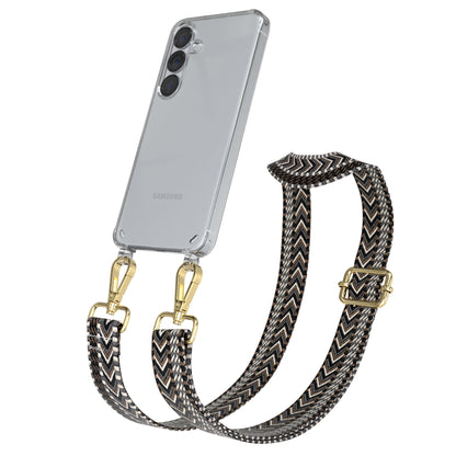 Samsung Galaxy S25 Handykette mit verstellbarem Boho Trageriemen Set 