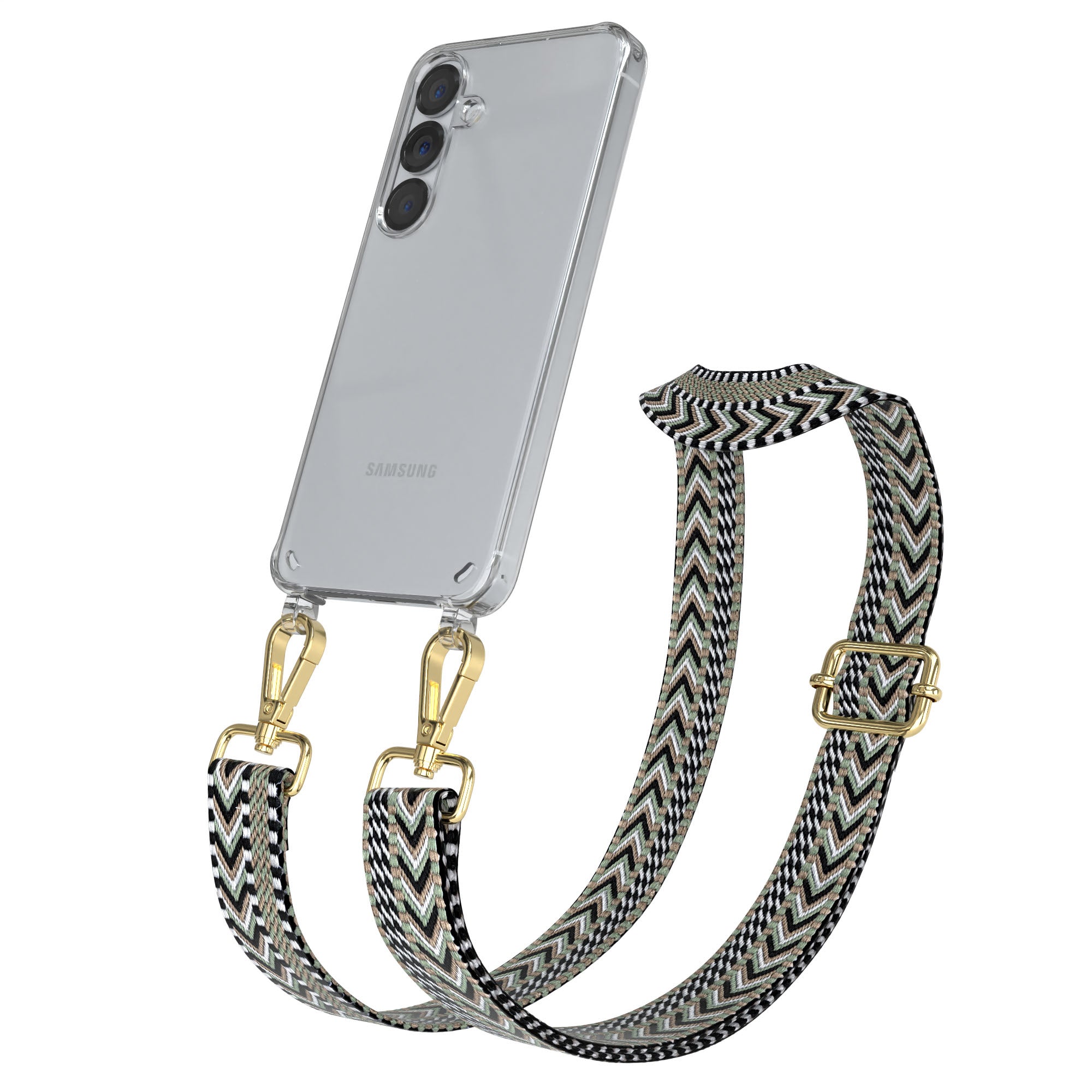 Samsung Galaxy S25 Handykette mit verstellbarem Boho Trageriemen Set 