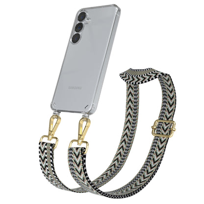 Samsung Galaxy S25 Handykette mit verstellbarem Boho Trageriemen Set 