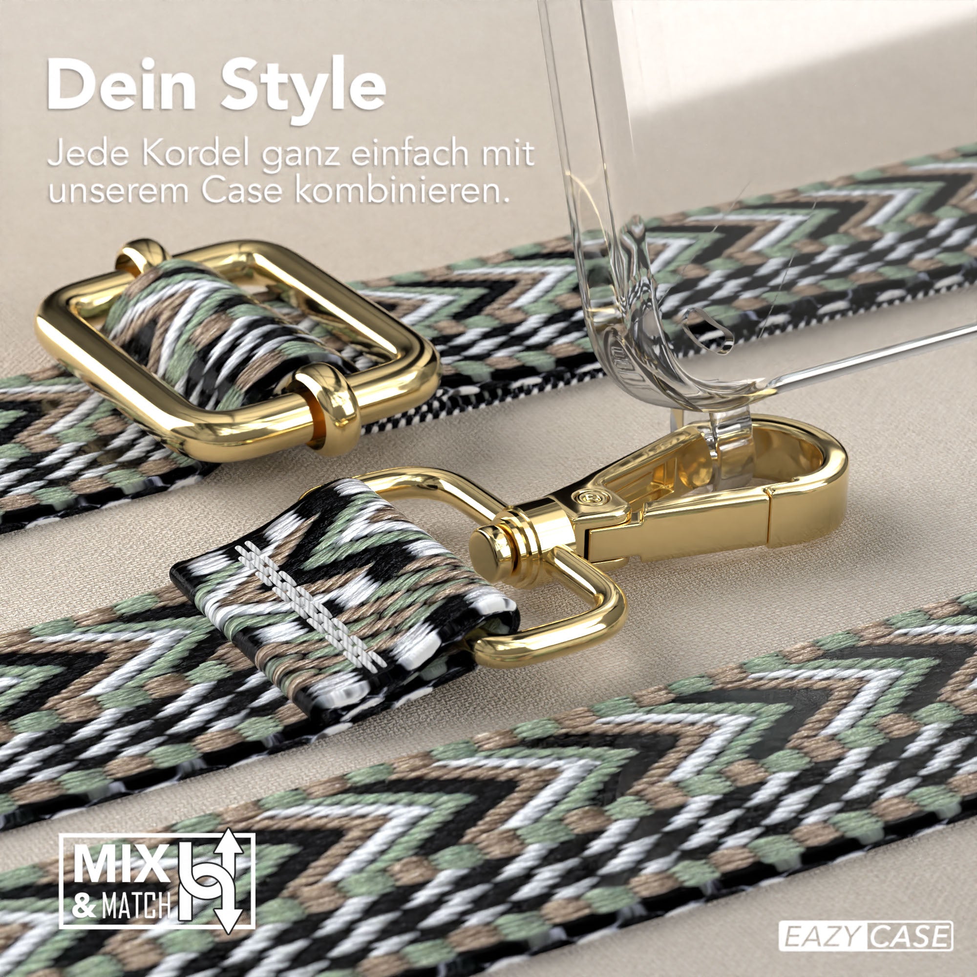Samsung Galaxy S25 Handykette mit verstellbarem Boho Trageriemen Set 