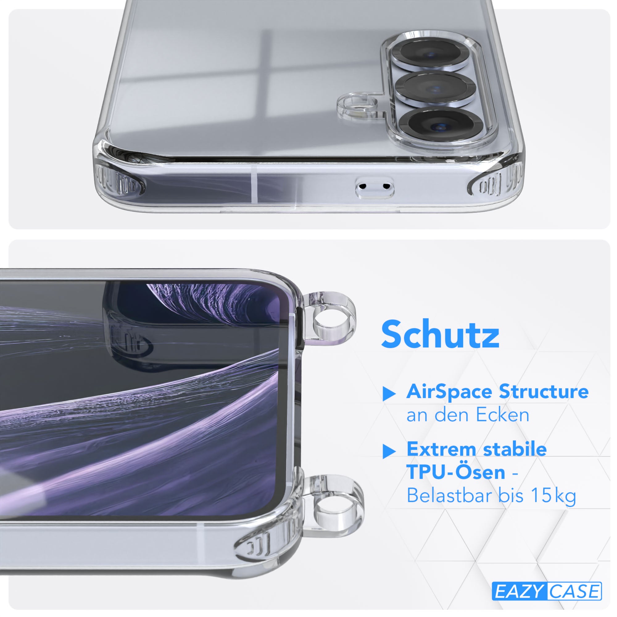 Galaxy S25 Serie Hülle + Kordel mit Karabinern