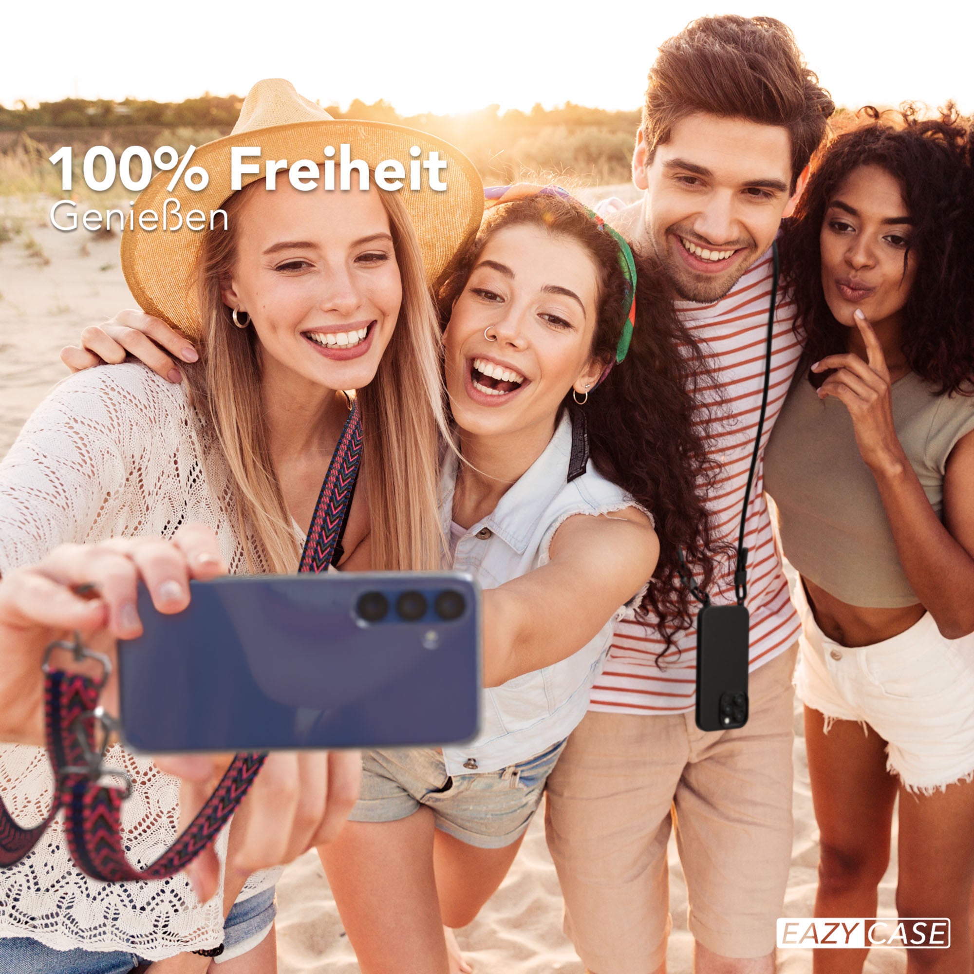 Samsung Galaxy S25 Plus Handykette mit verstellbarem Boho Trageriemen Set 