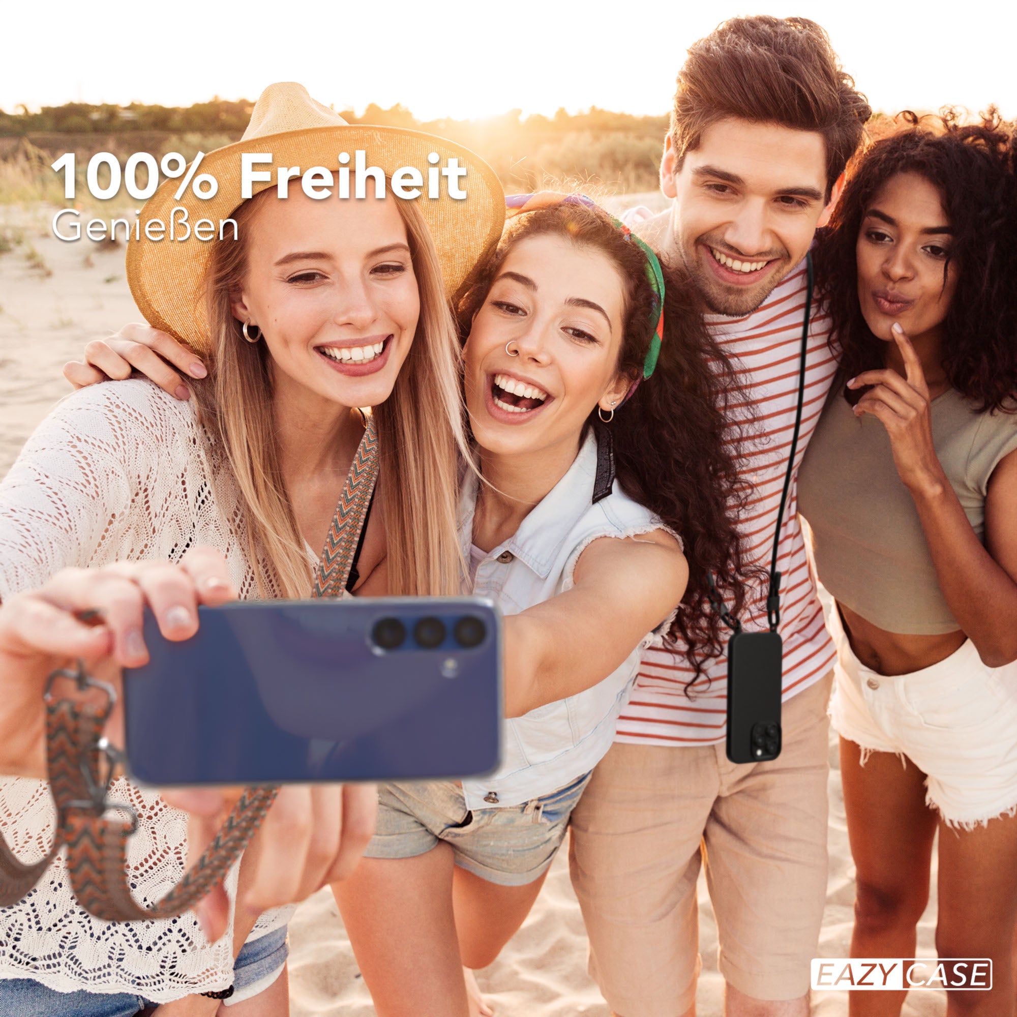 Samsung Galaxy S25 Plus Handykette mit verstellbarem Boho Trageriemen Set 