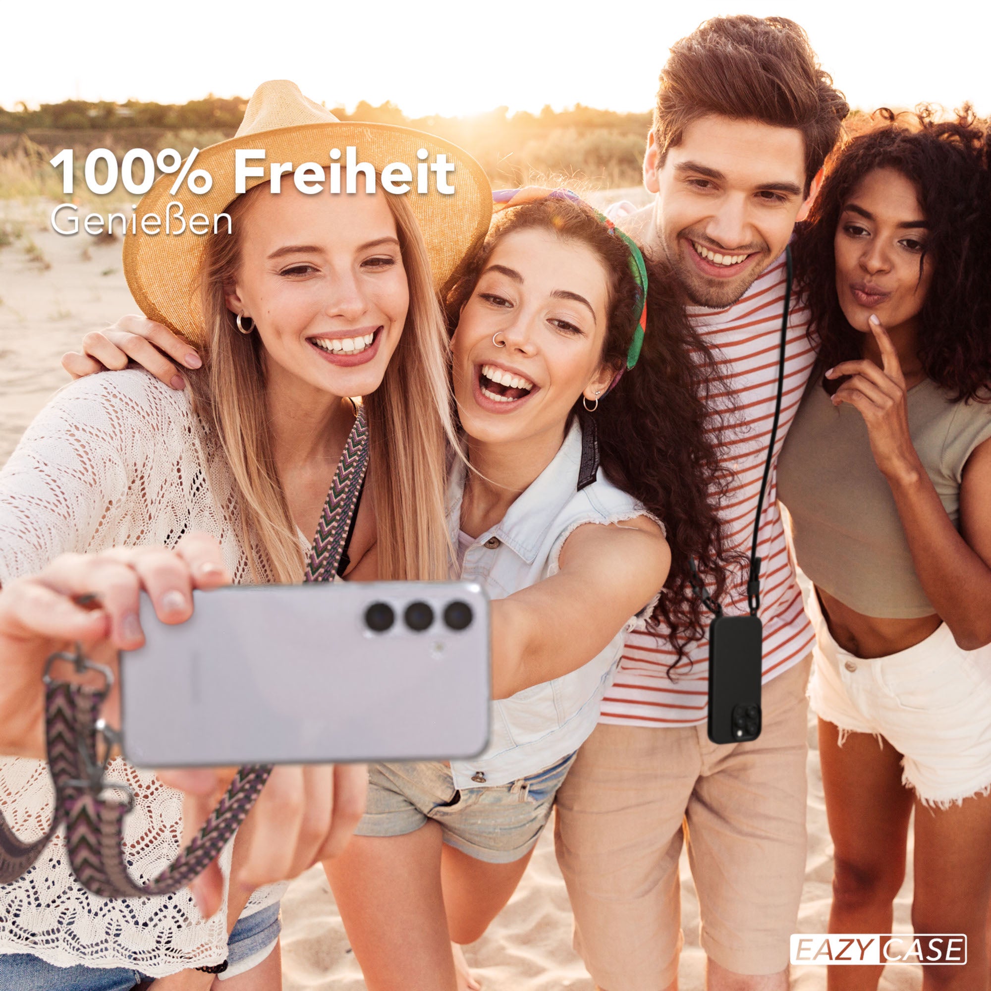 Samsung Galaxy S25 Plus Handykette mit verstellbarem Boho Trageriemen Set 