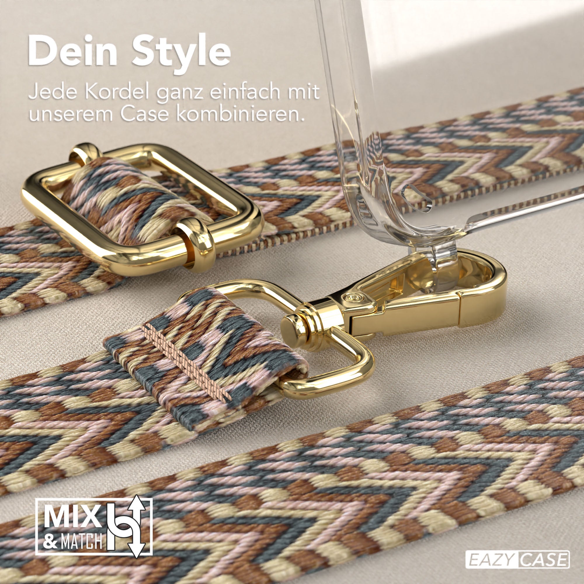 Samsung Galaxy S25 Plus Handykette mit verstellbarem Boho Trageriemen Set 