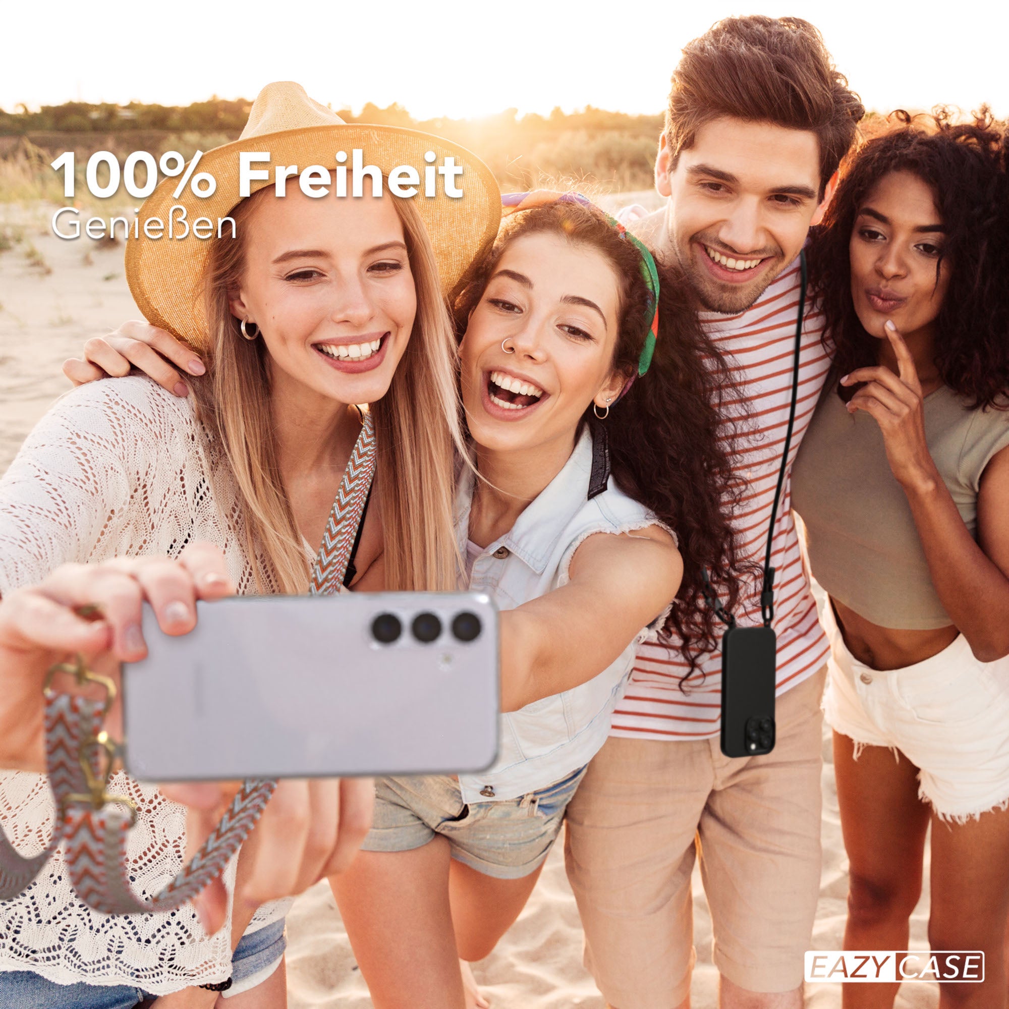 Samsung Galaxy S25 Plus Handykette mit verstellbarem Boho Trageriemen Set 