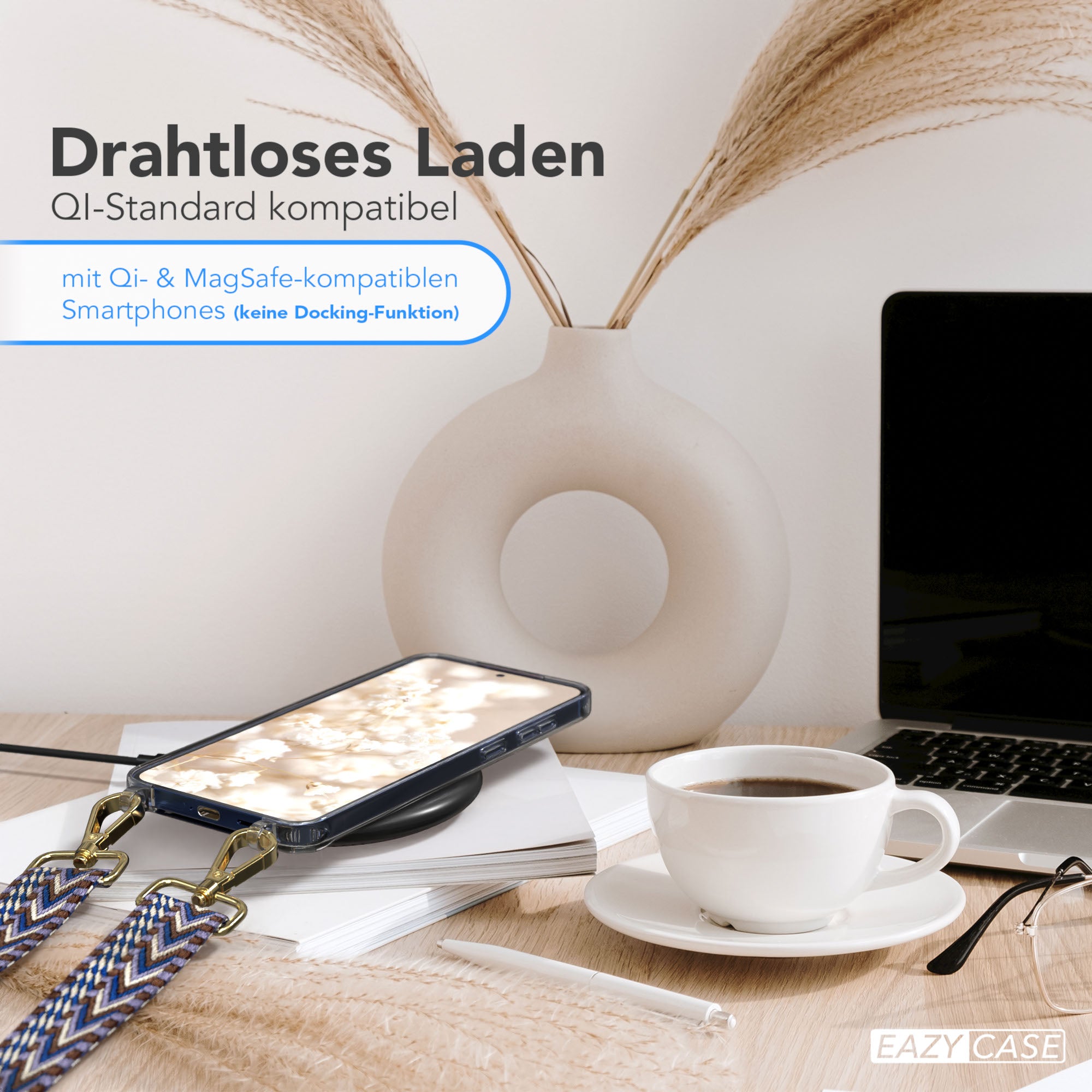 Samsung Galaxy S25 Plus Handykette mit verstellbarem Boho Trageriemen Set 