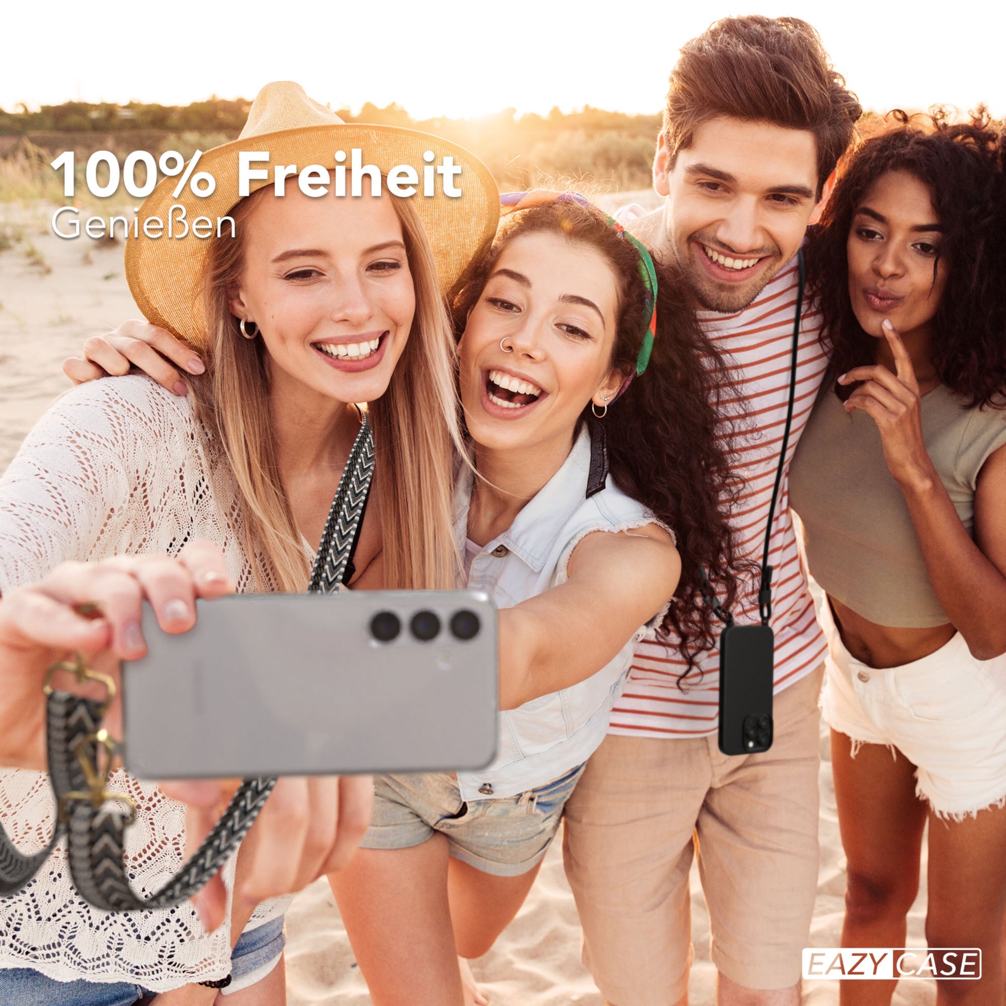 Samsung Galaxy S25 Plus Handykette mit verstellbarem Boho Trageriemen Set 
