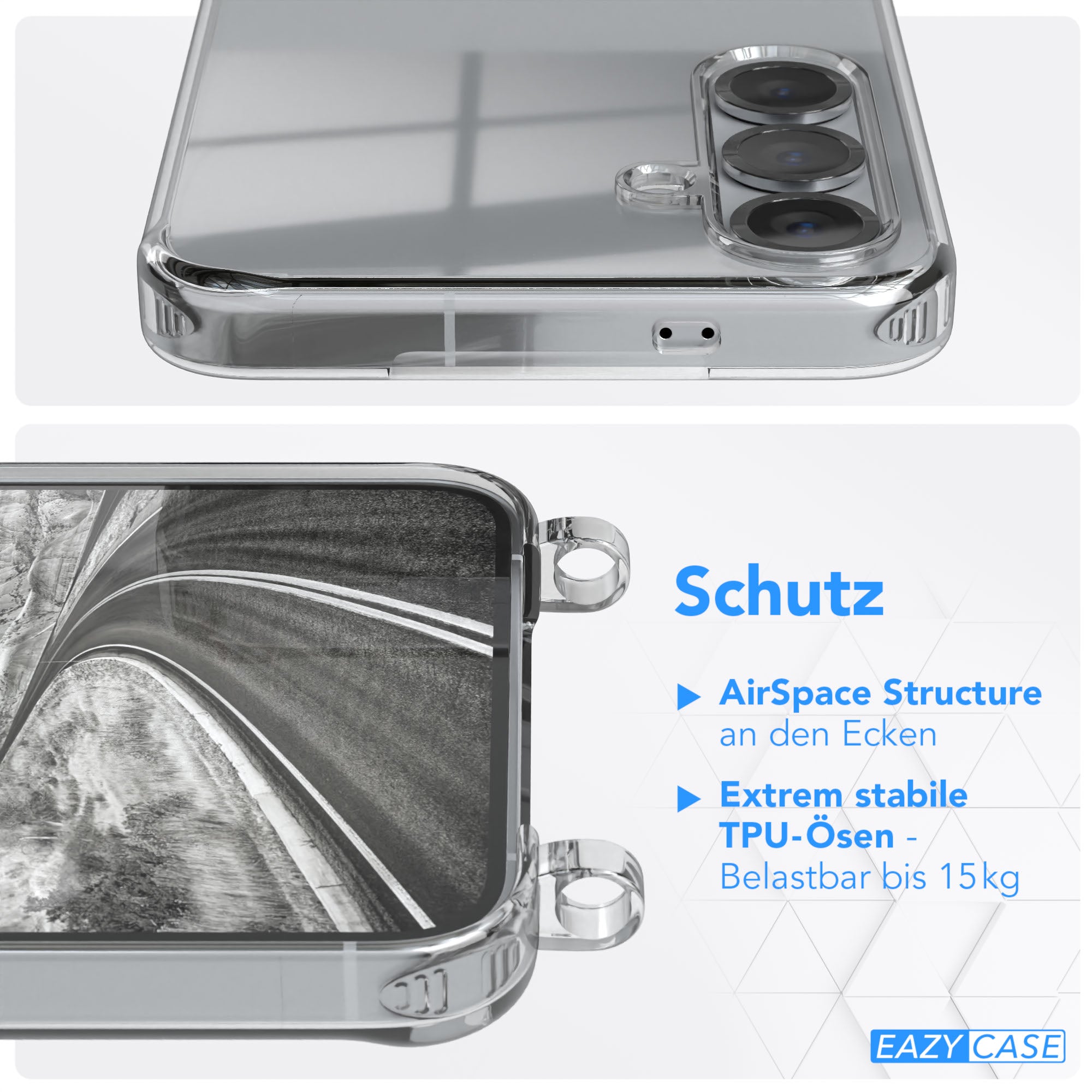Galaxy S25 Plus Hülle + Kordel mit Karabinern
