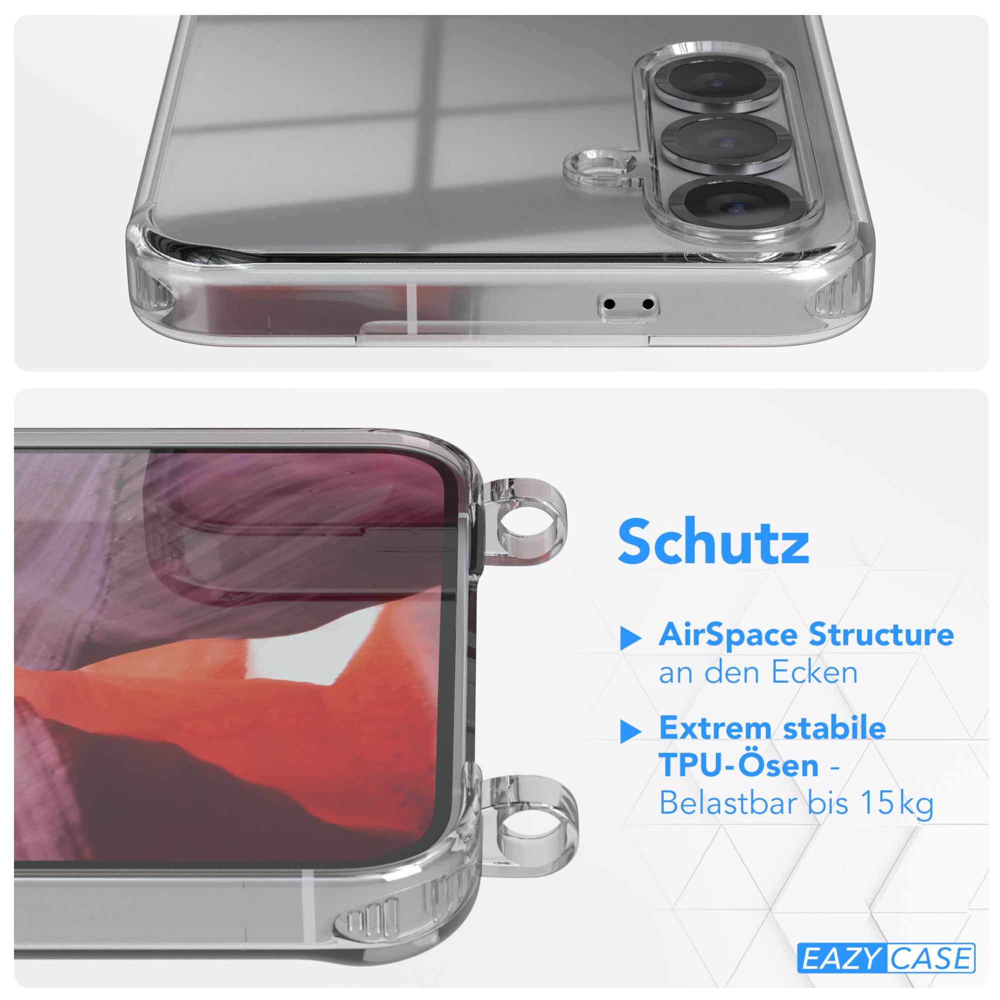 Galaxy S25 Plus transparente Hülle + Kordel