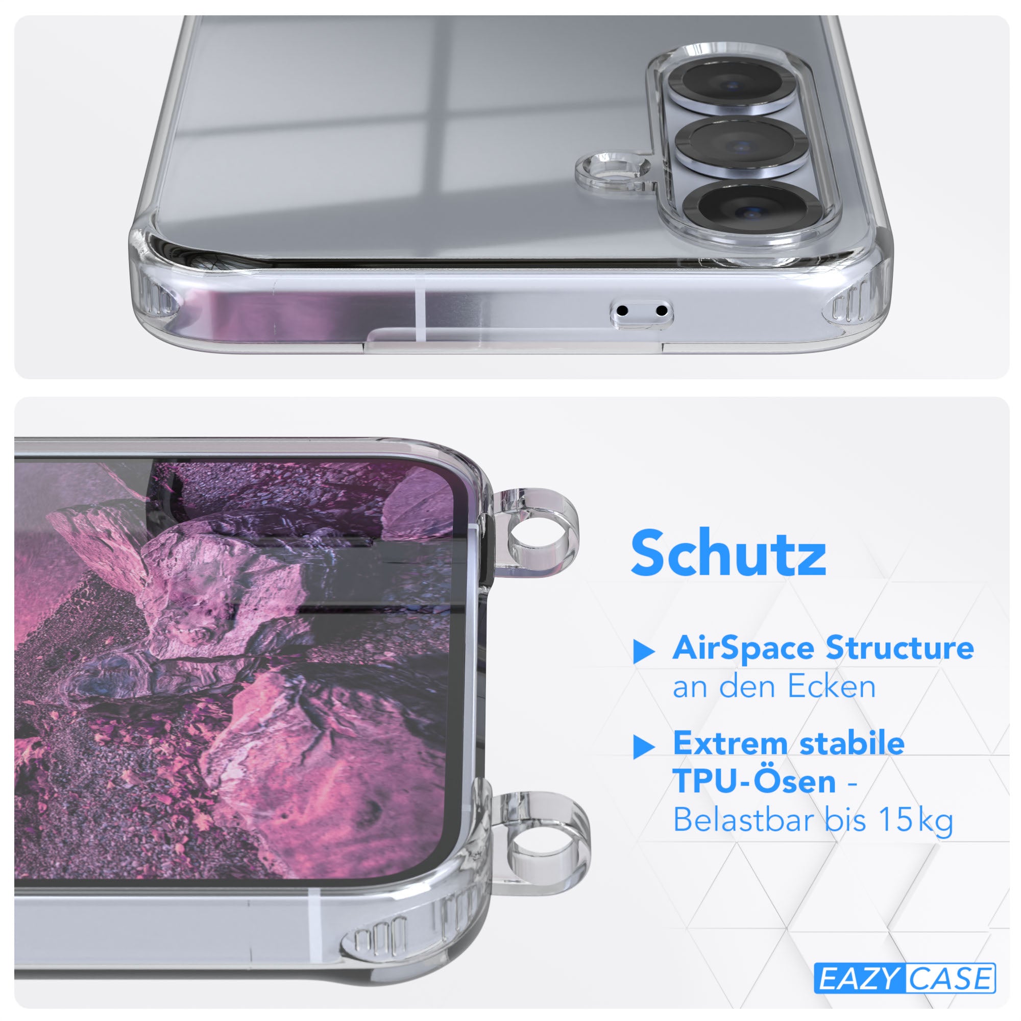 Galaxy S25 Plus transparente Hülle + Kordel