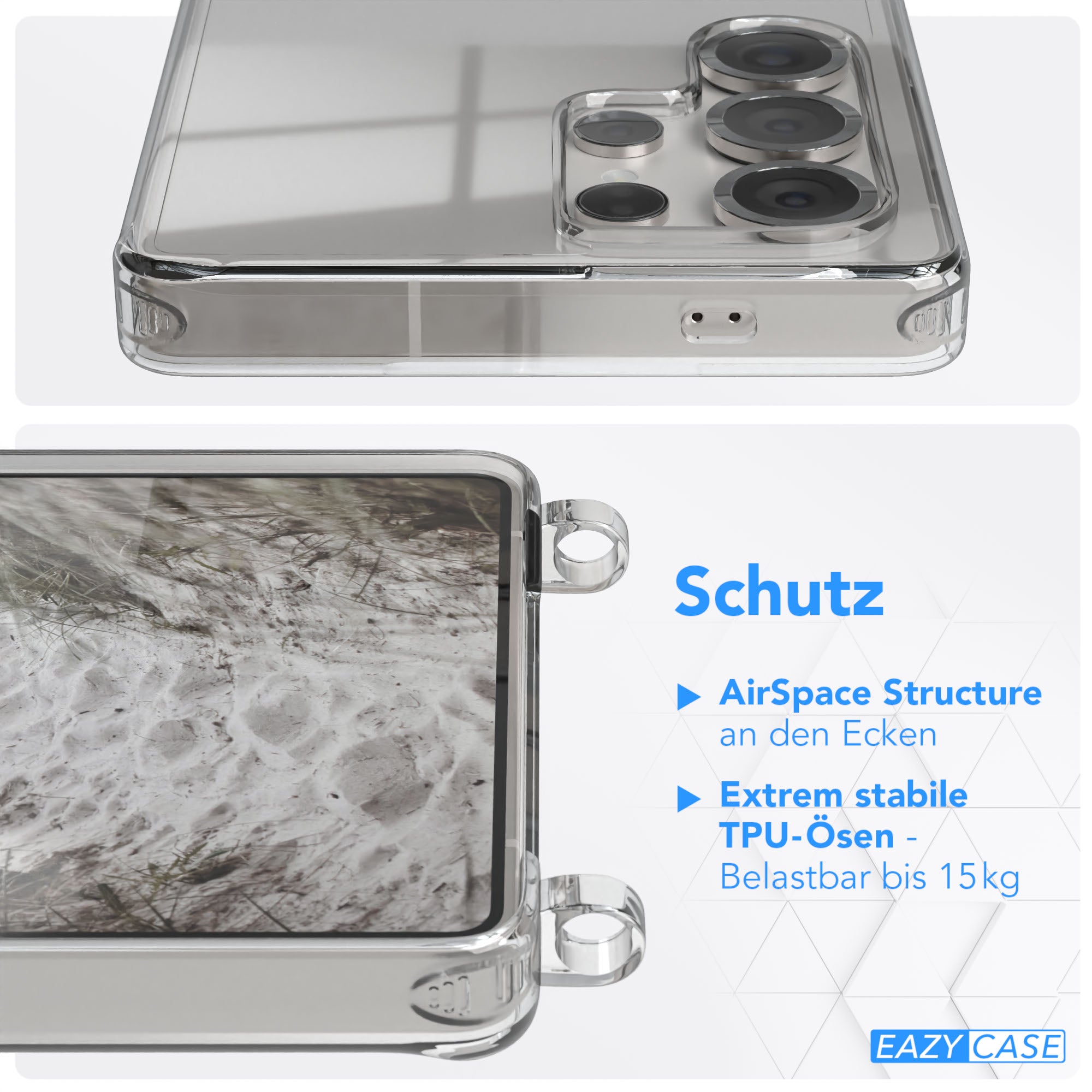 Galaxy S25 Ultra Hülle + Kordel mit Karabinern