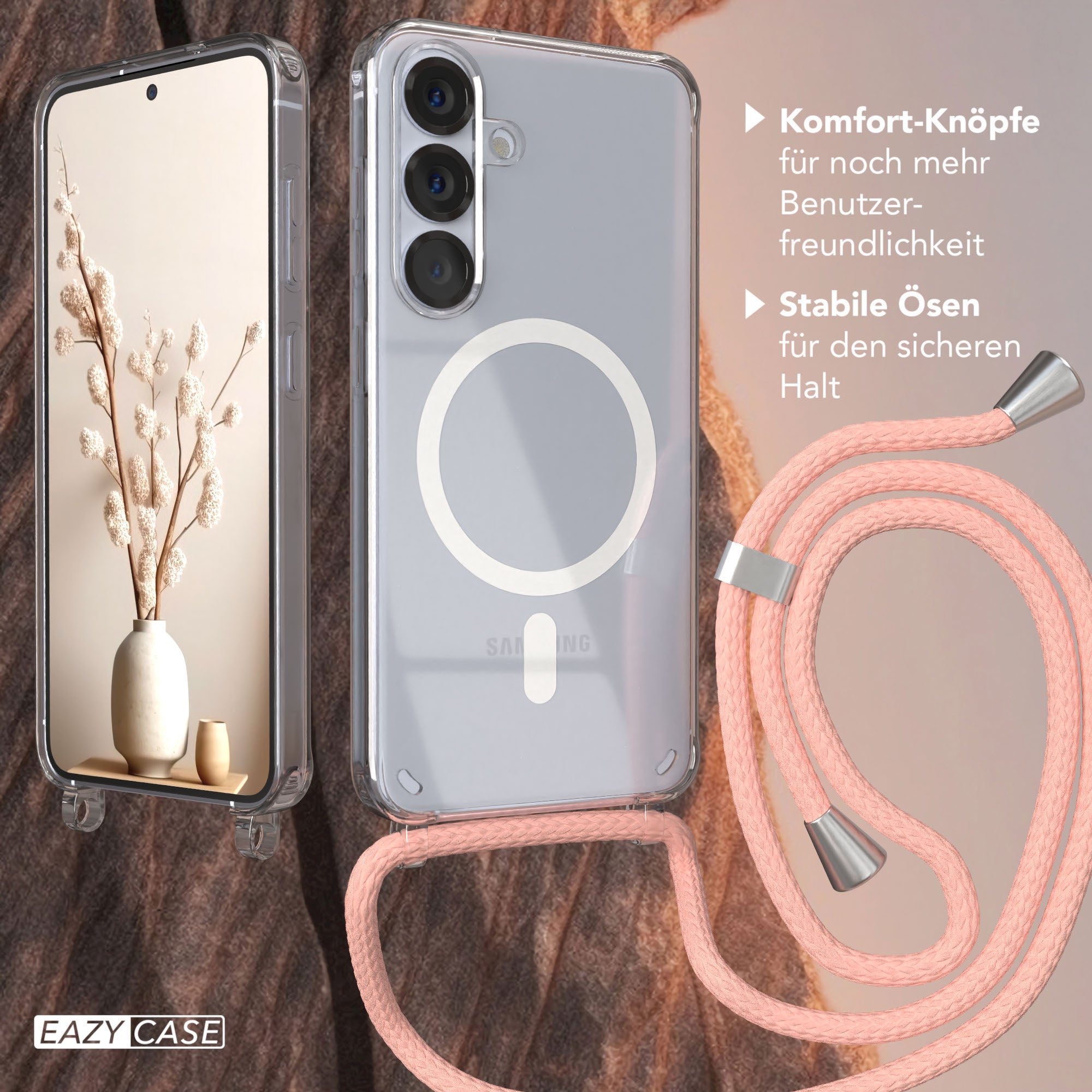 Galaxy S25 transparente Hülle + Kordel mit MagSafe