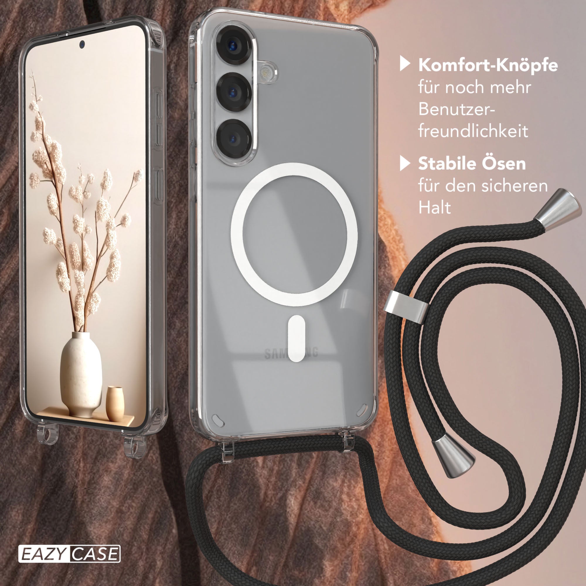 Galaxy S25 Plus transparente Hülle + Kordel mit MagSafe