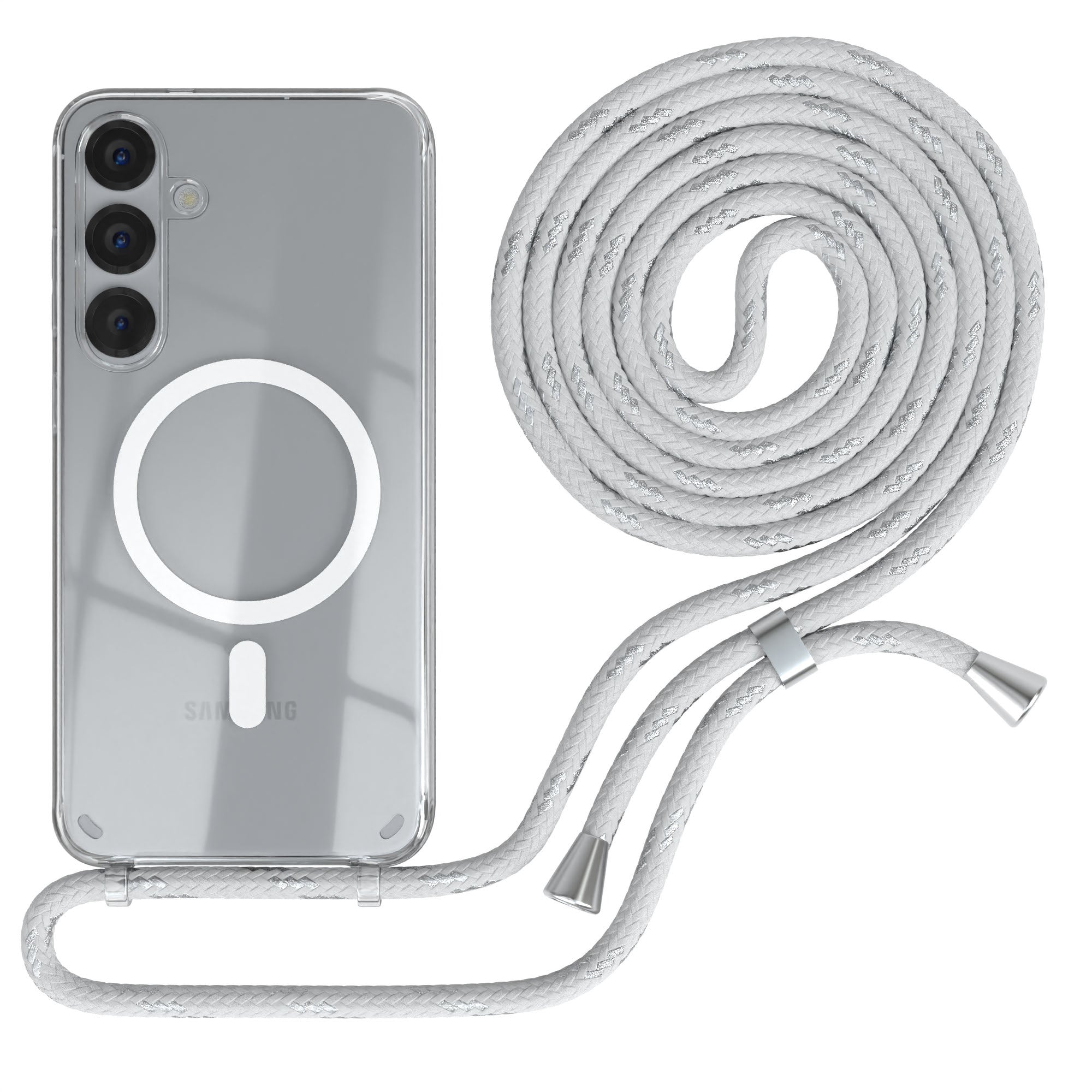 Galaxy S25 Plus transparente Hülle + Kordel mit MagSafe
