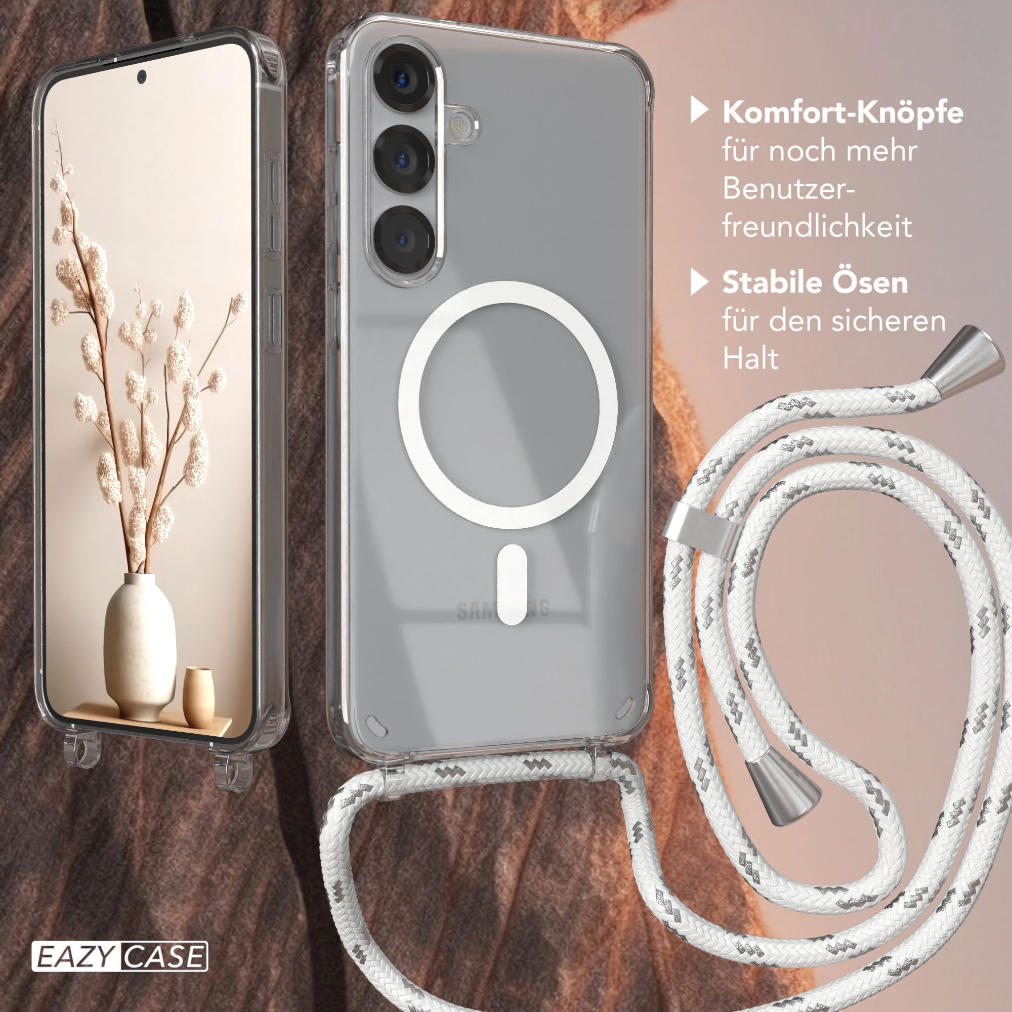 Galaxy S25 Plus transparente Hülle + Kordel mit MagSafe