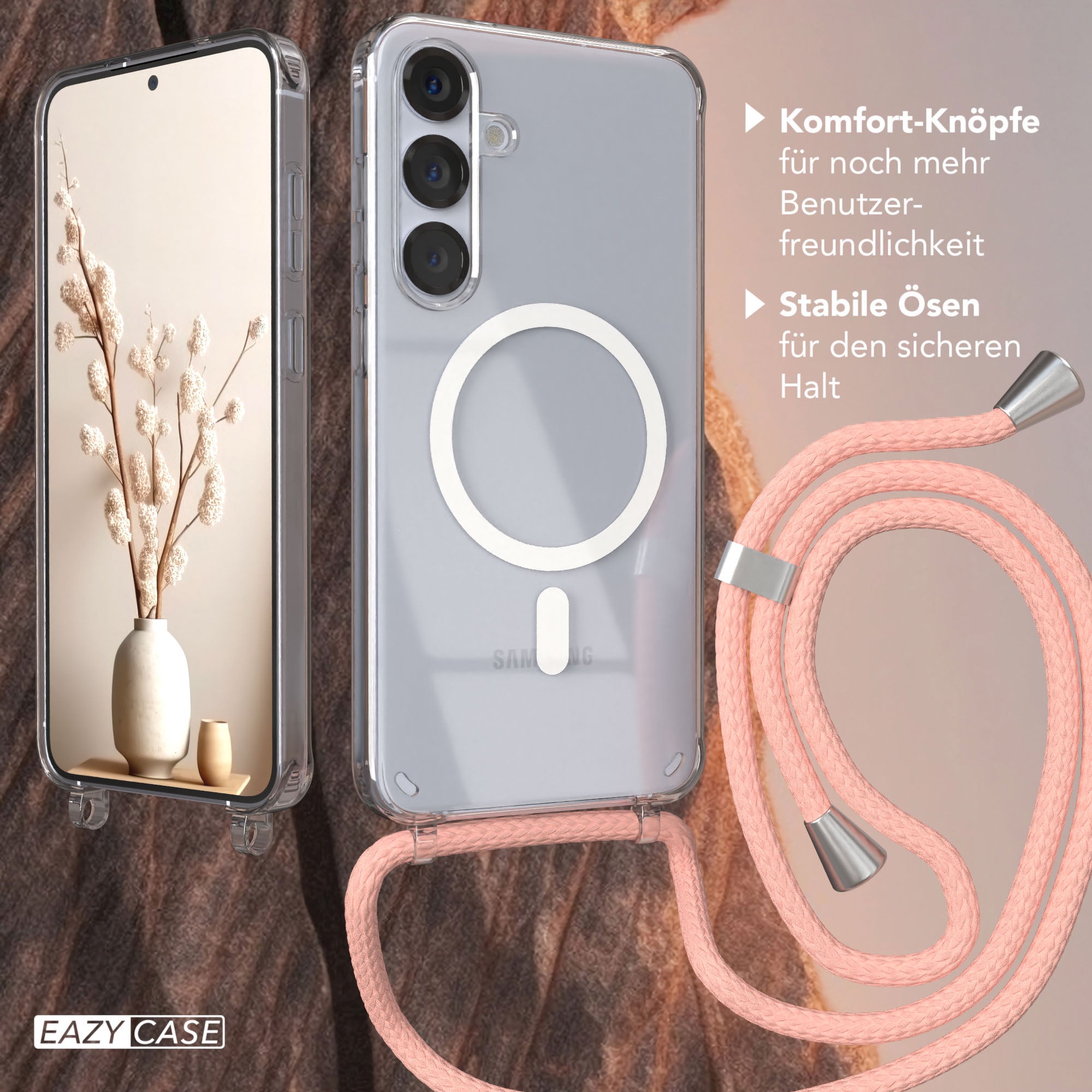 Galaxy S25 Plus transparente Hülle + Kordel mit MagSafe