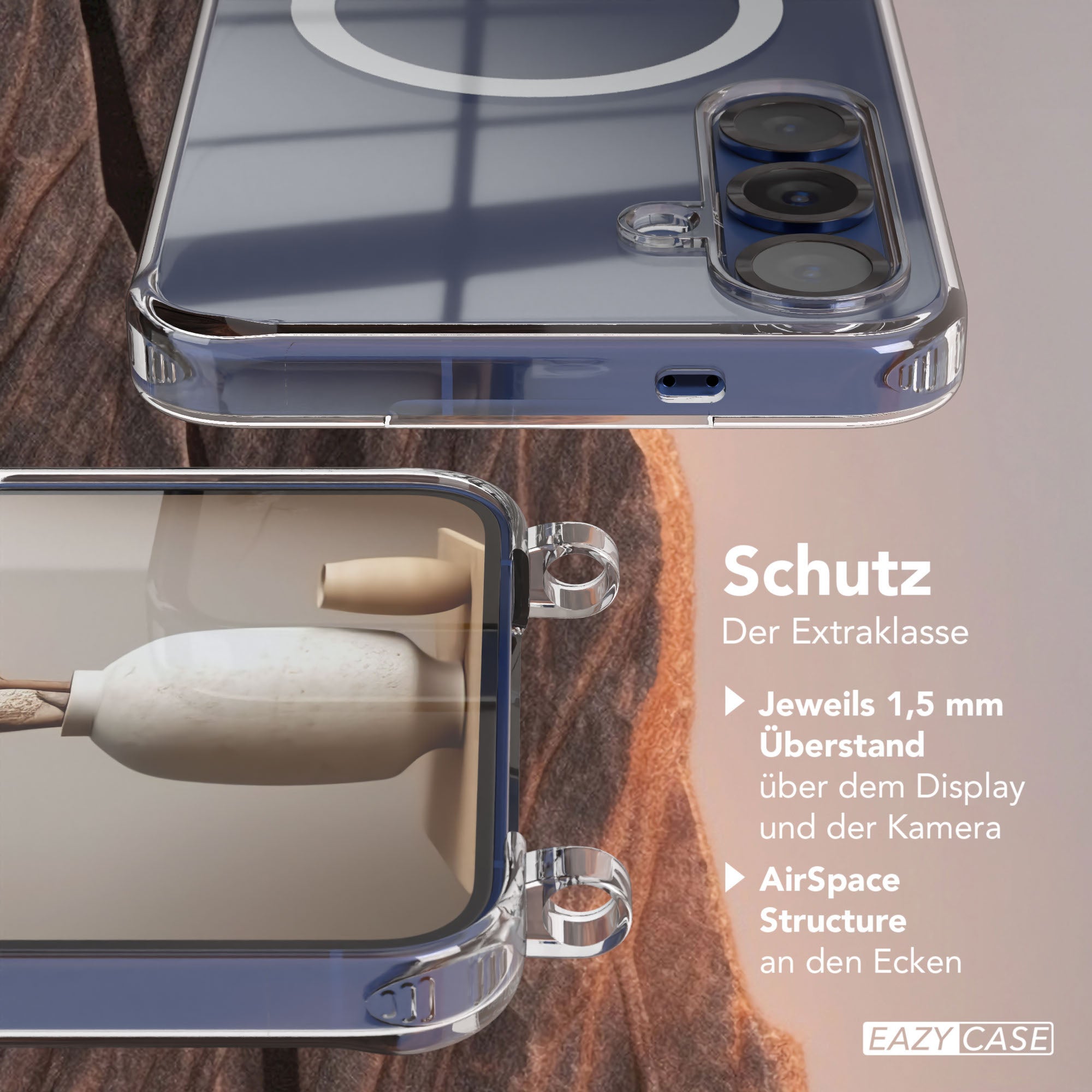 Galaxy S25 Plus transparente Hülle + Kordel mit MagSafe