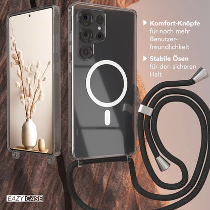 Galaxy S25 Ultra transparente Hülle + Kordel mit MagSafe