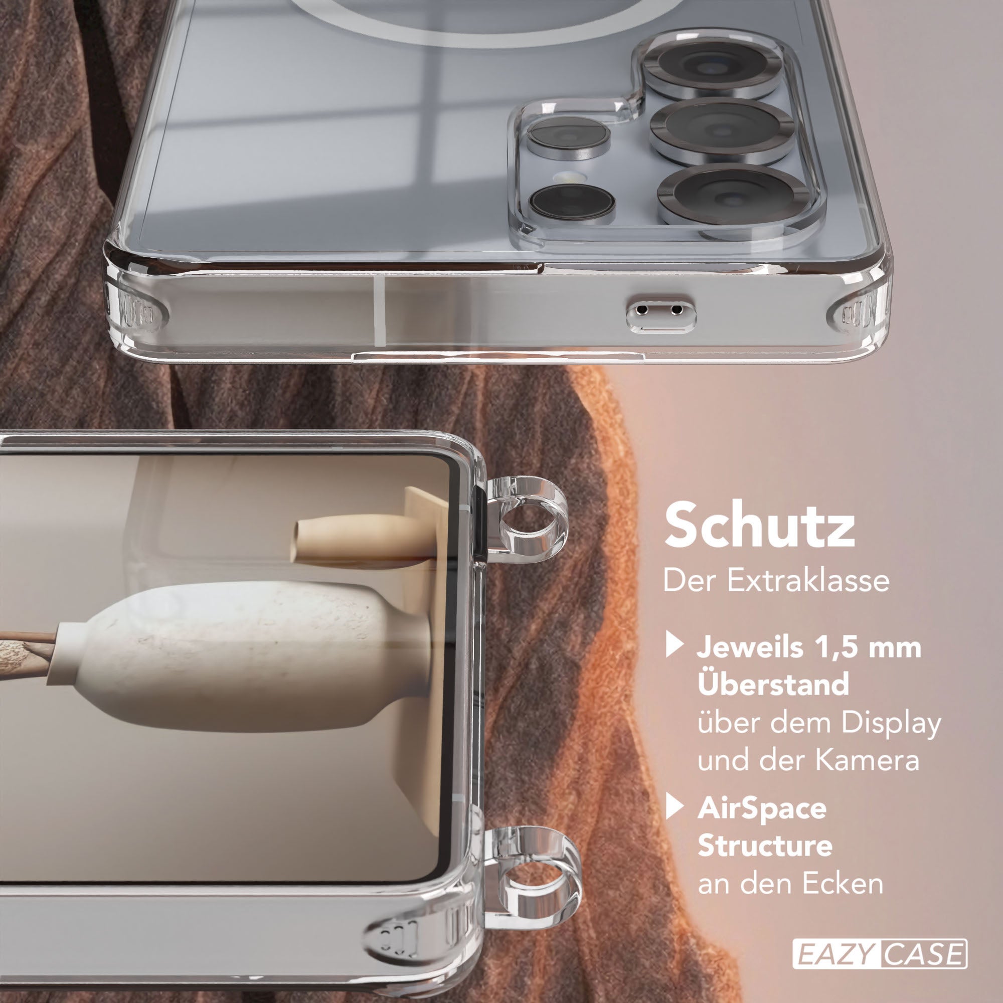Galaxy S25 Ultra transparente Hülle + Kordel mit MagSafe