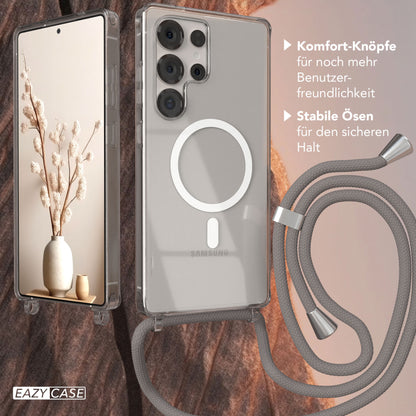 Galaxy S25 Ultra transparente Hülle + Kordel mit MagSafe