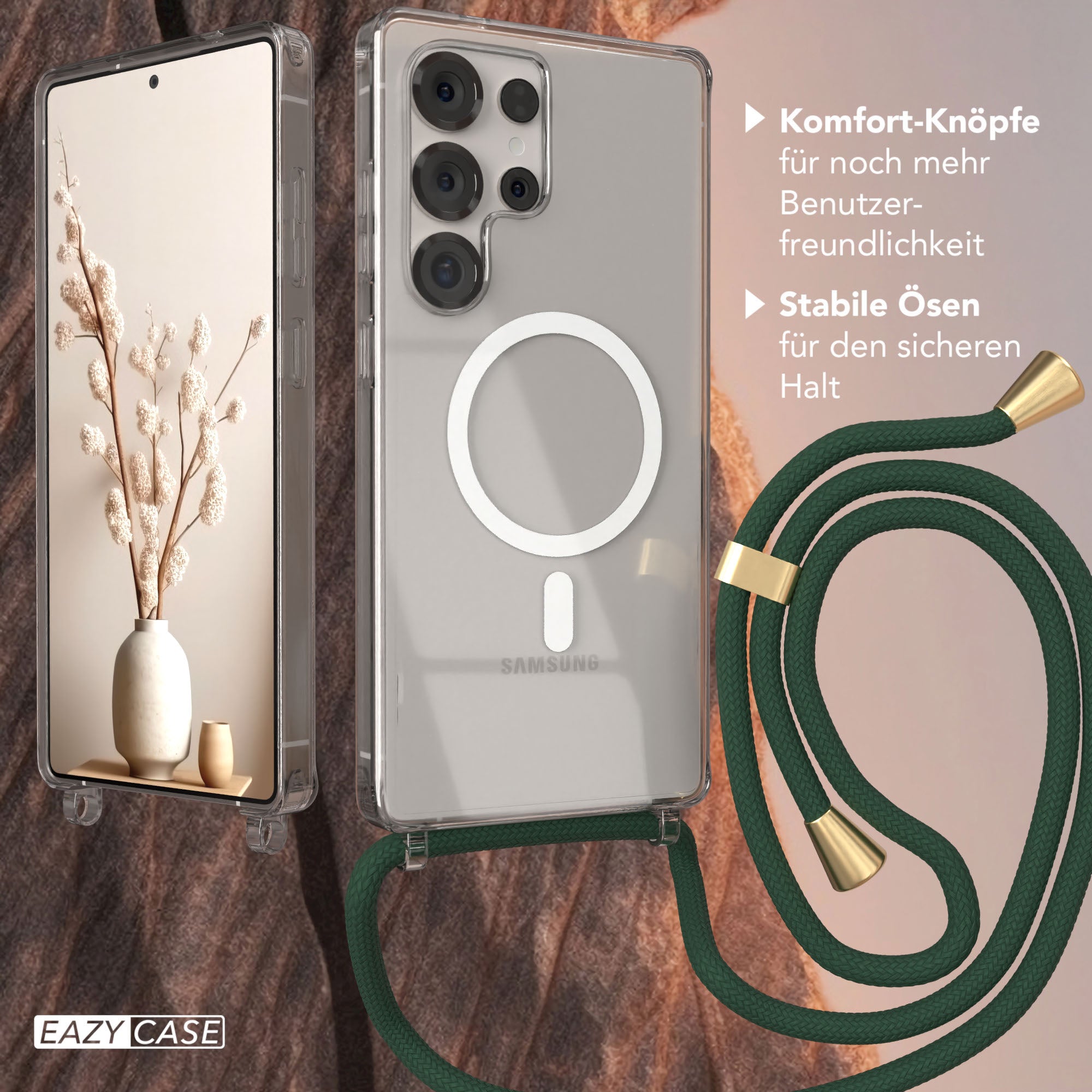 Galaxy S25 Ultra transparente Hülle + Kordel mit MagSafe